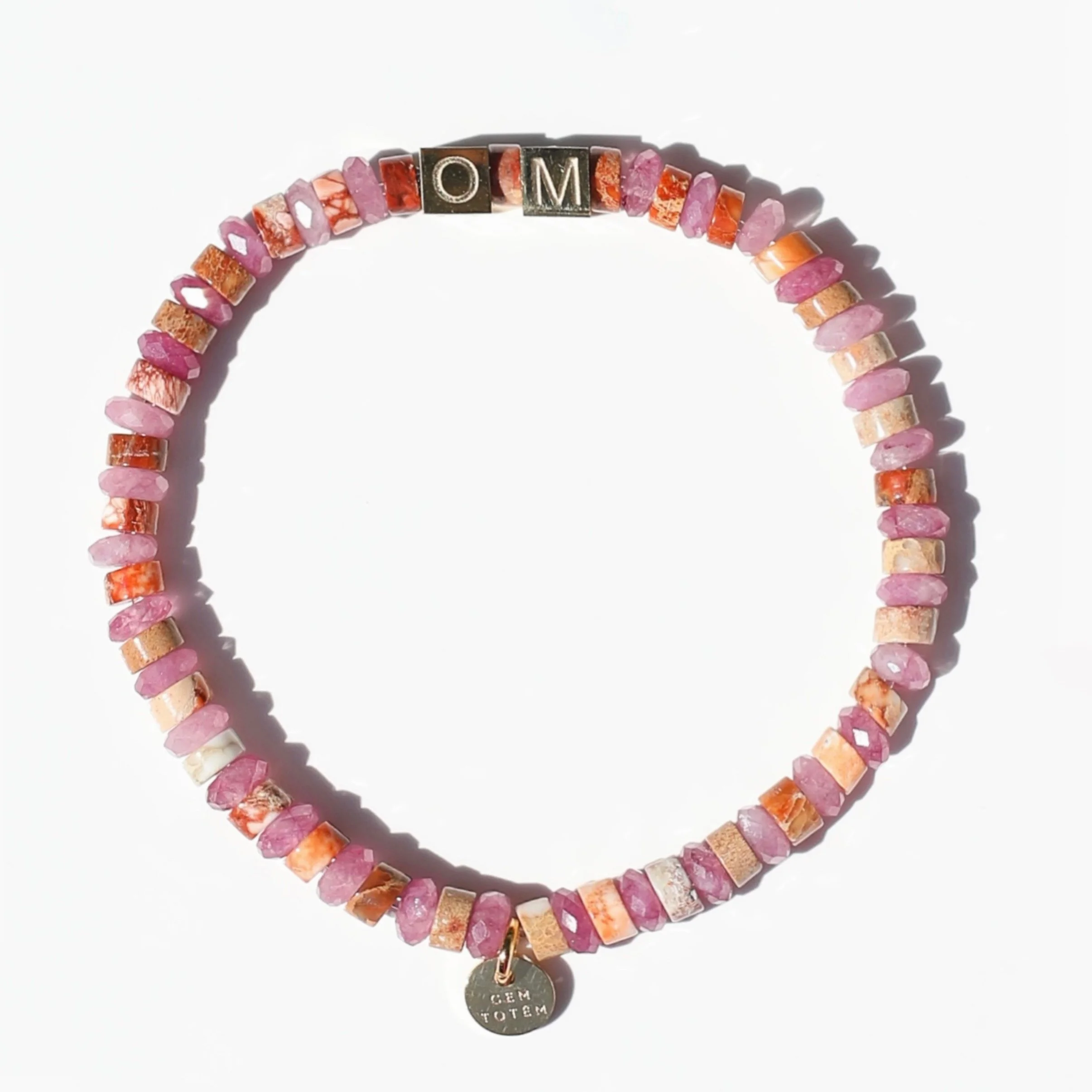 OM bracelet in jasper & tourmaline