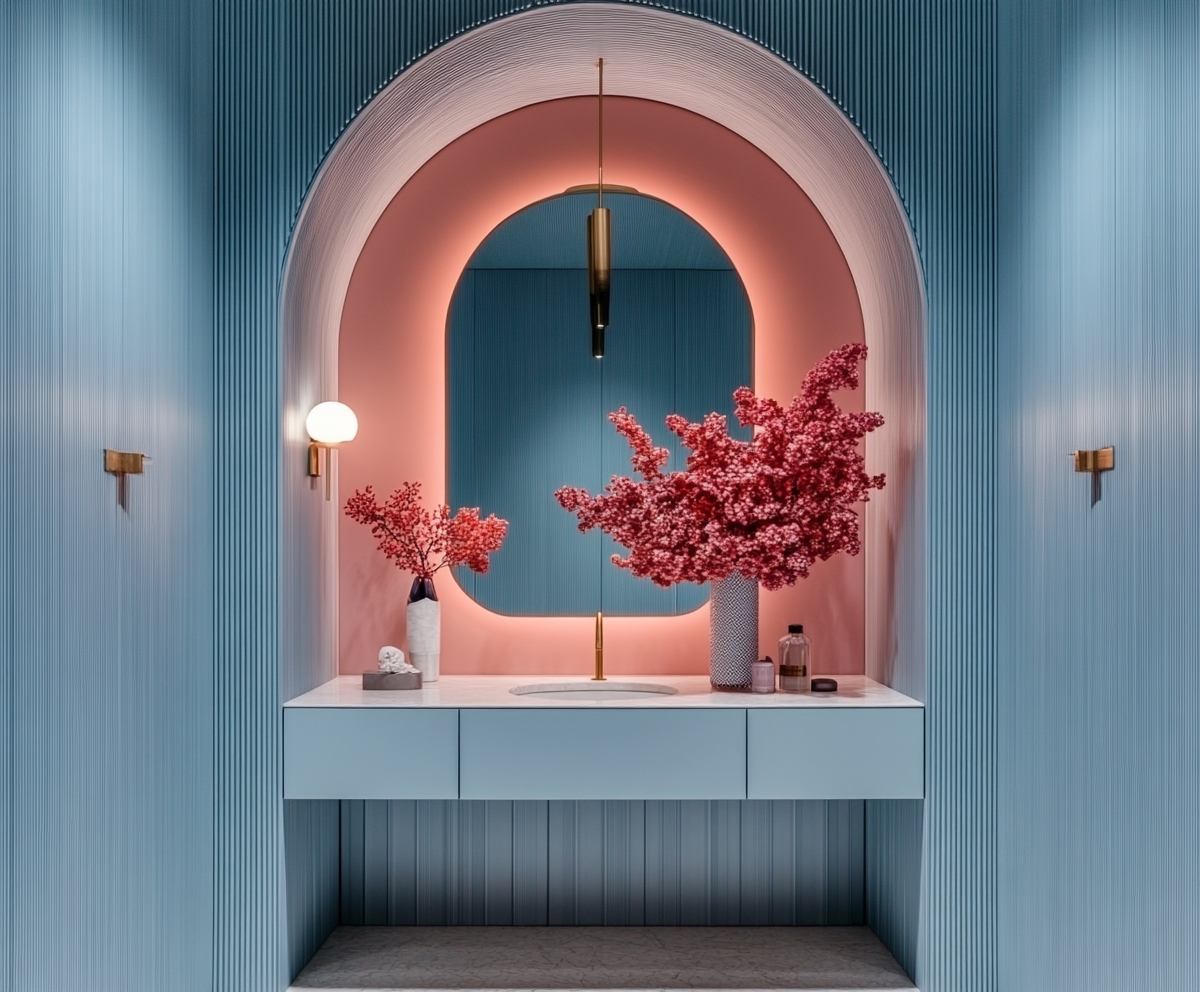 cool blue powder room