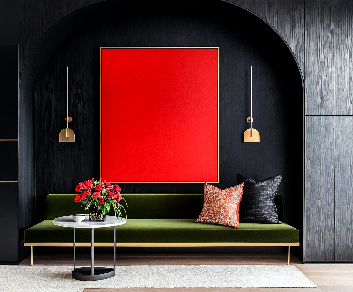 Neo Deco Hallway with Red Abstract Painting