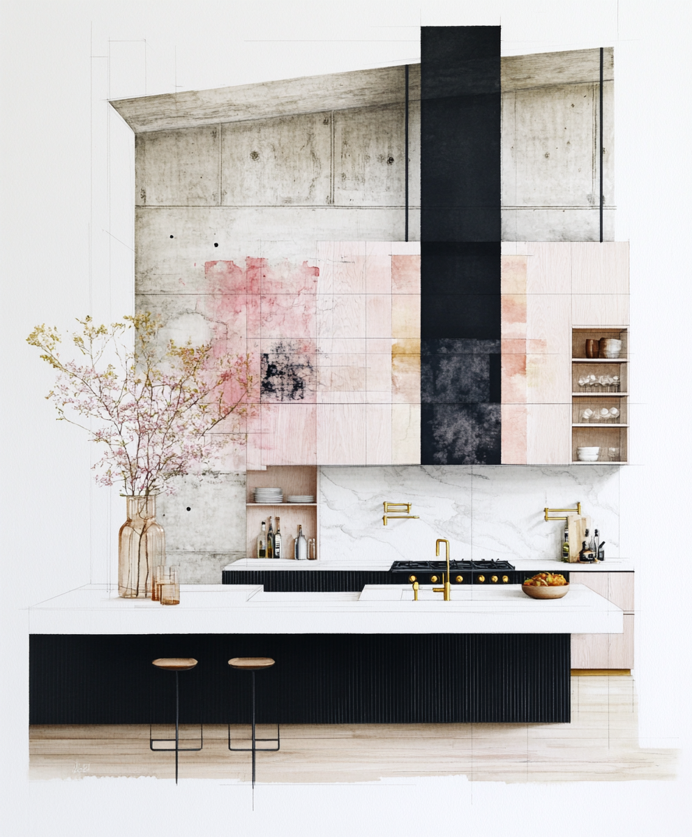 Brutalist Feminine Kitchen