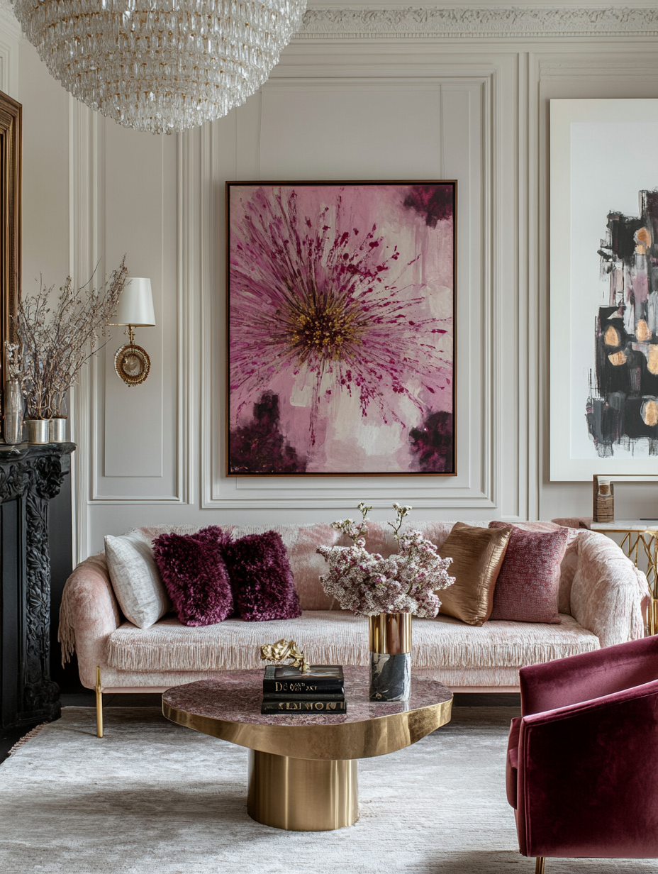 Soft Pink and Deep Ruby Living