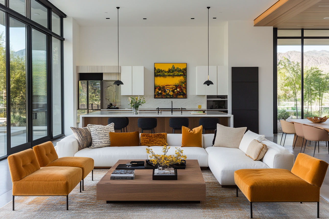 Cream and Copper Open Plan Living