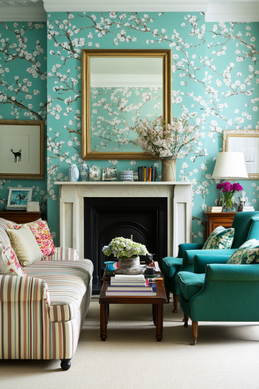 Full length wallpaper to immerse the space