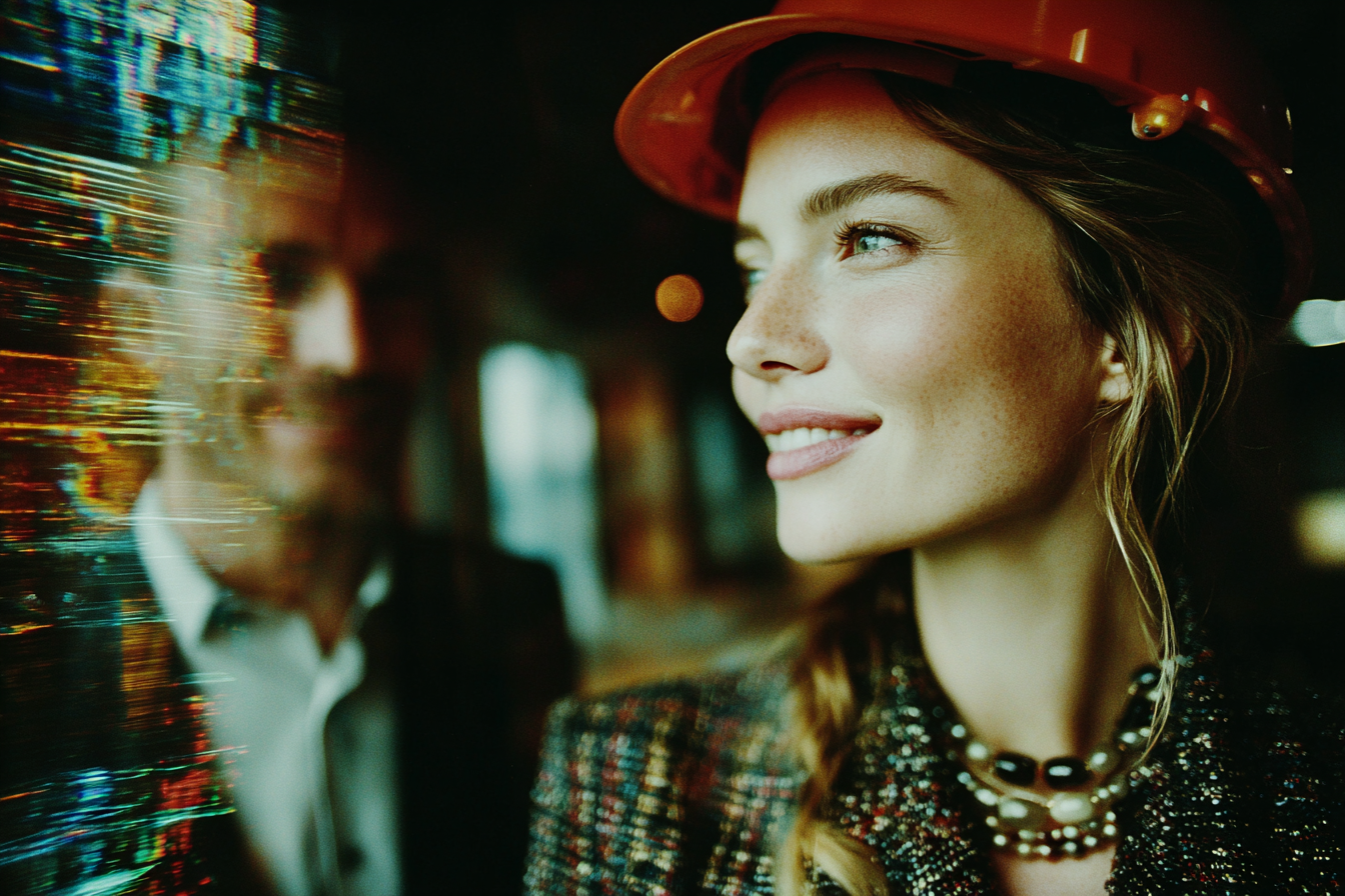 Interior designer and builder reviewing house renovation plans on site, discussing home renovation costs and layout changes.