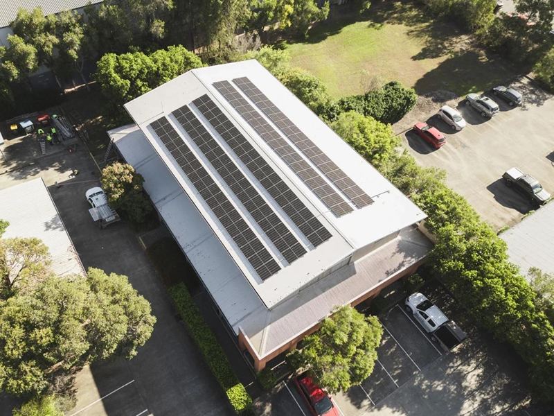 Solar panels on roof of business premises