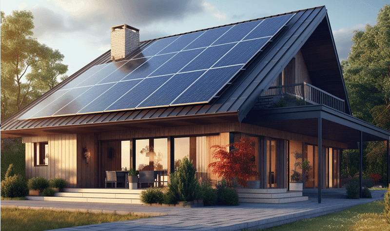 Solar panels on roof of home