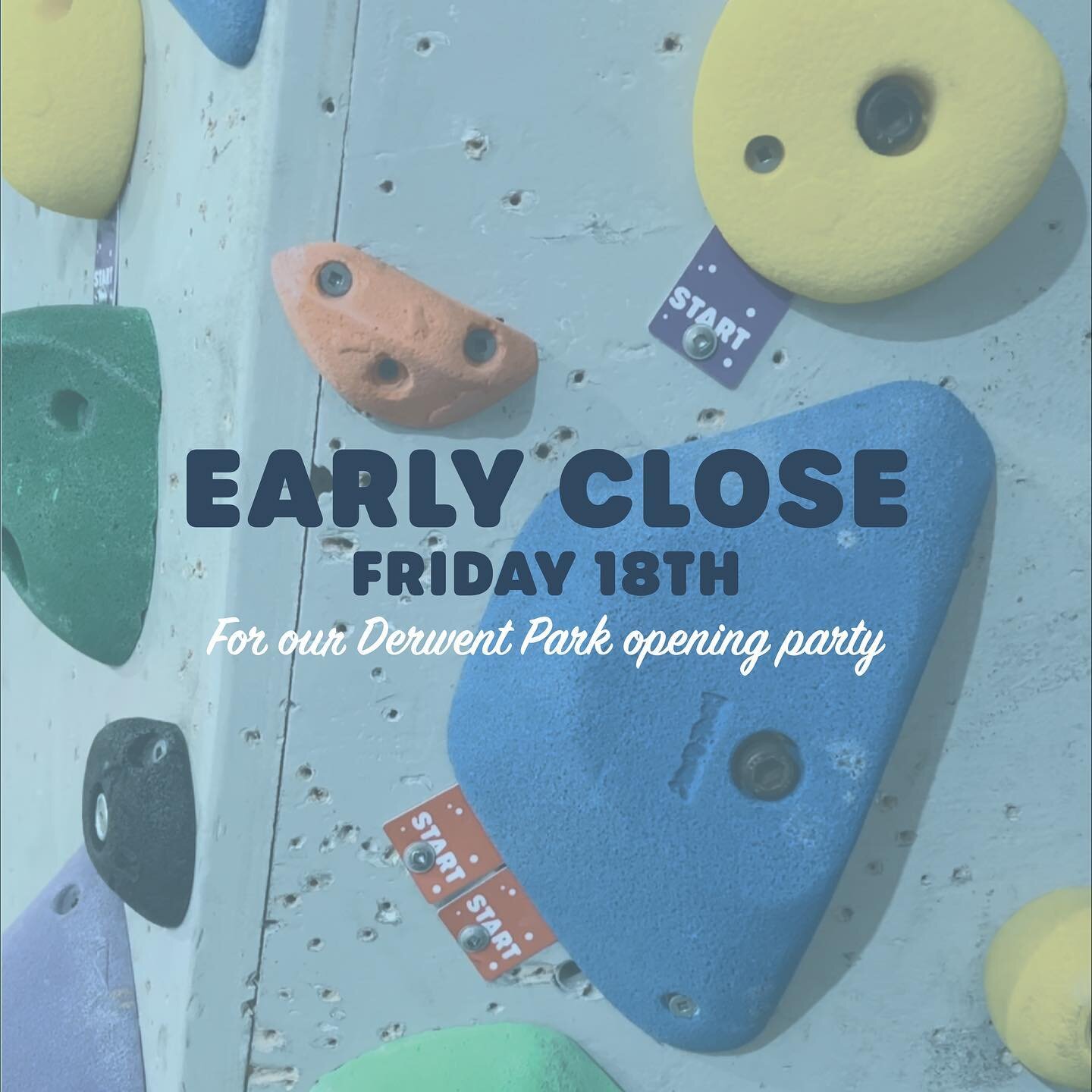 We&rsquo;ll be closing at 8pm this Friday on account of our opening party at the @rockitclimbing_derwentpark venue!
Carry your session over there for some live music, food n drinks and fun.
🎈🎈💖🏝️✨ #ClosedToOpen