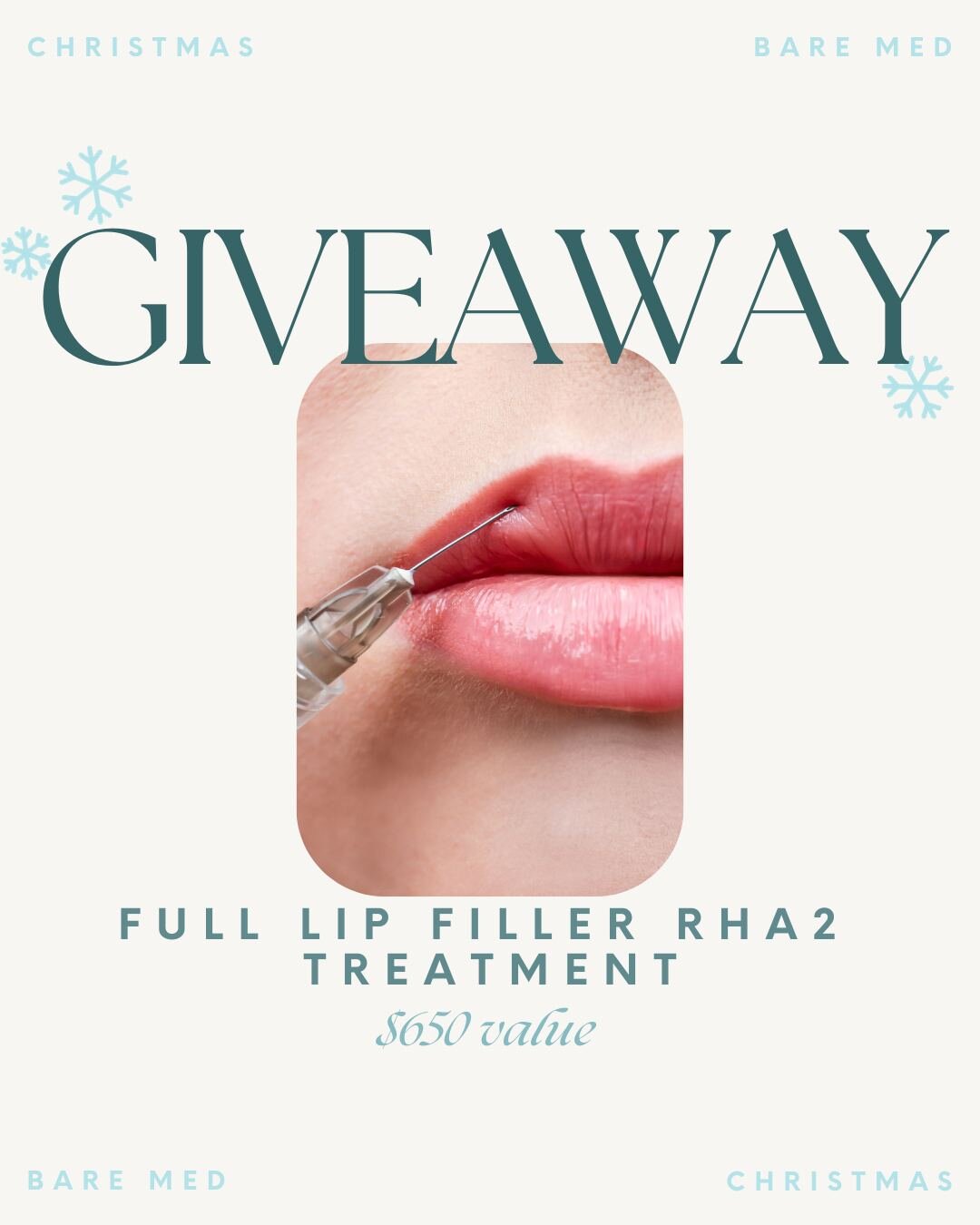 💋 GIVEAWAY ALERT 💋 

We all know Santa can't bring what we really want, so Bare is making it happen! 

We're giving one lucky winner the chance to win a FREE lip filler treatment! 💄 

To enter:
1️⃣ Like this post 💙
2️⃣ Tag 2 friends who would lov