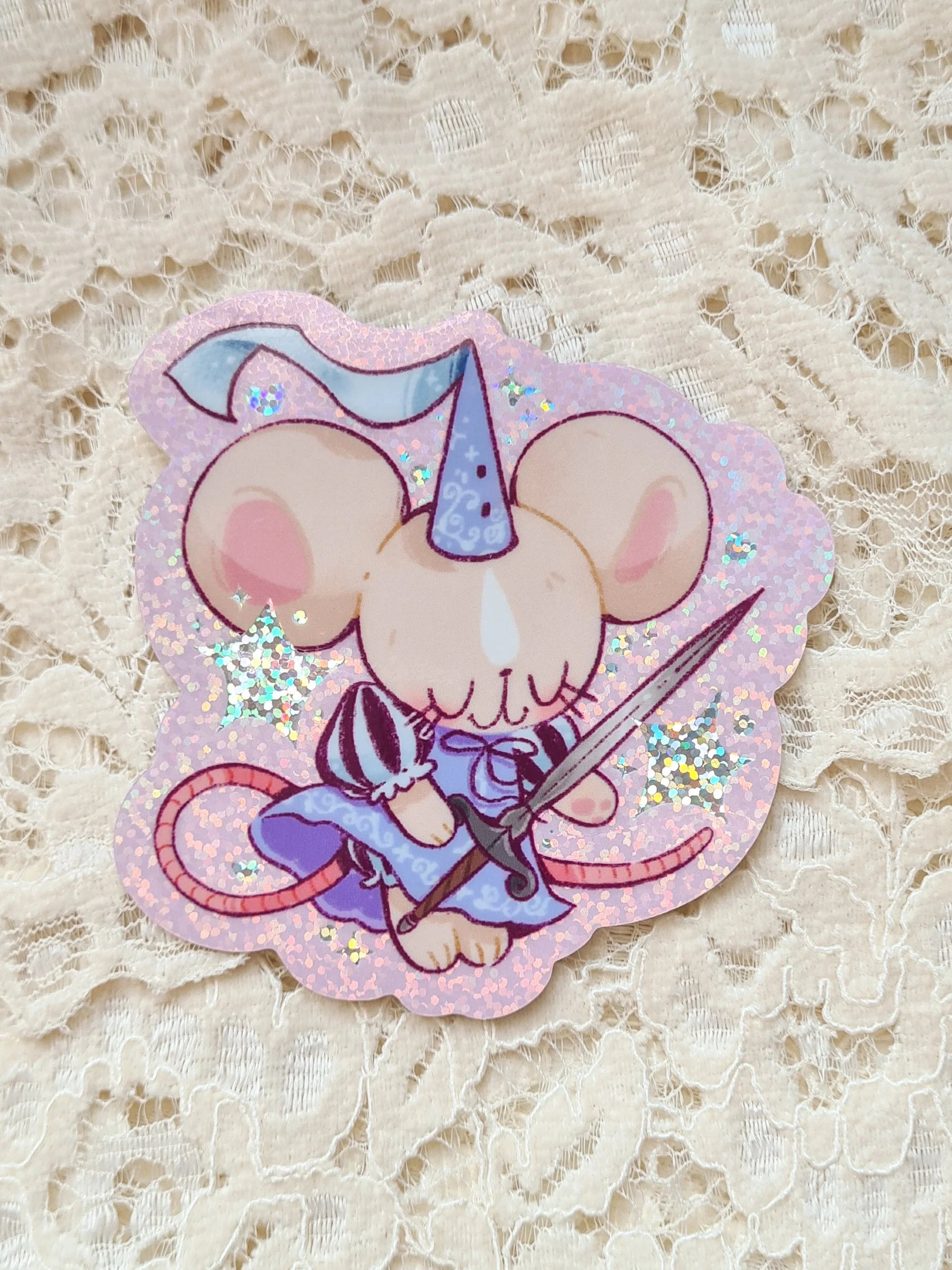Princess Mouse Glitter Vinyl Sticker
