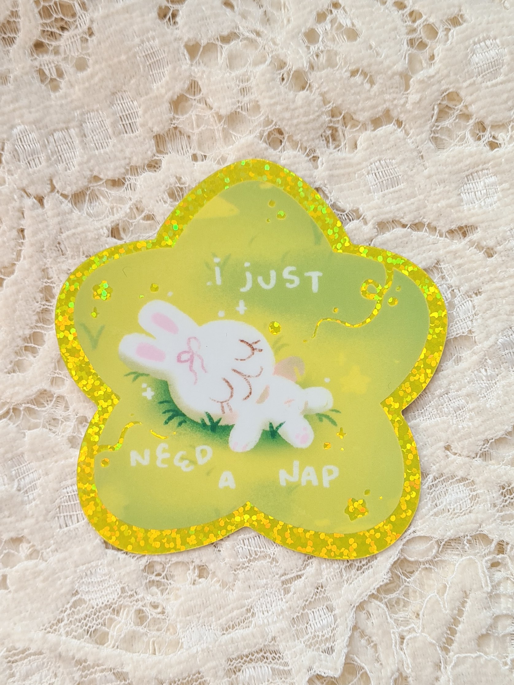 Bunny Nap Glitter Vinyl Sticker