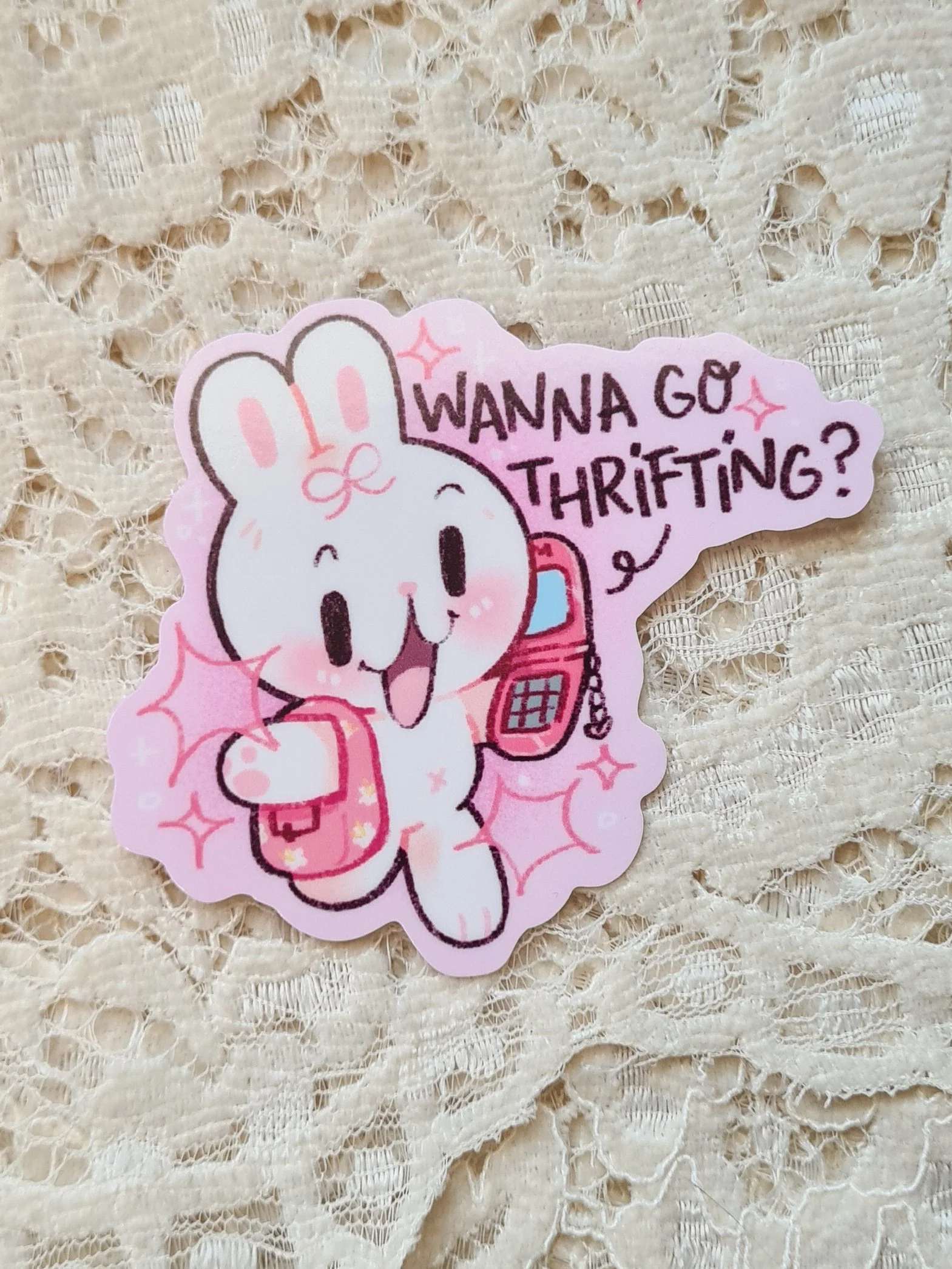 Thrift Bunny Vinyl Sticker