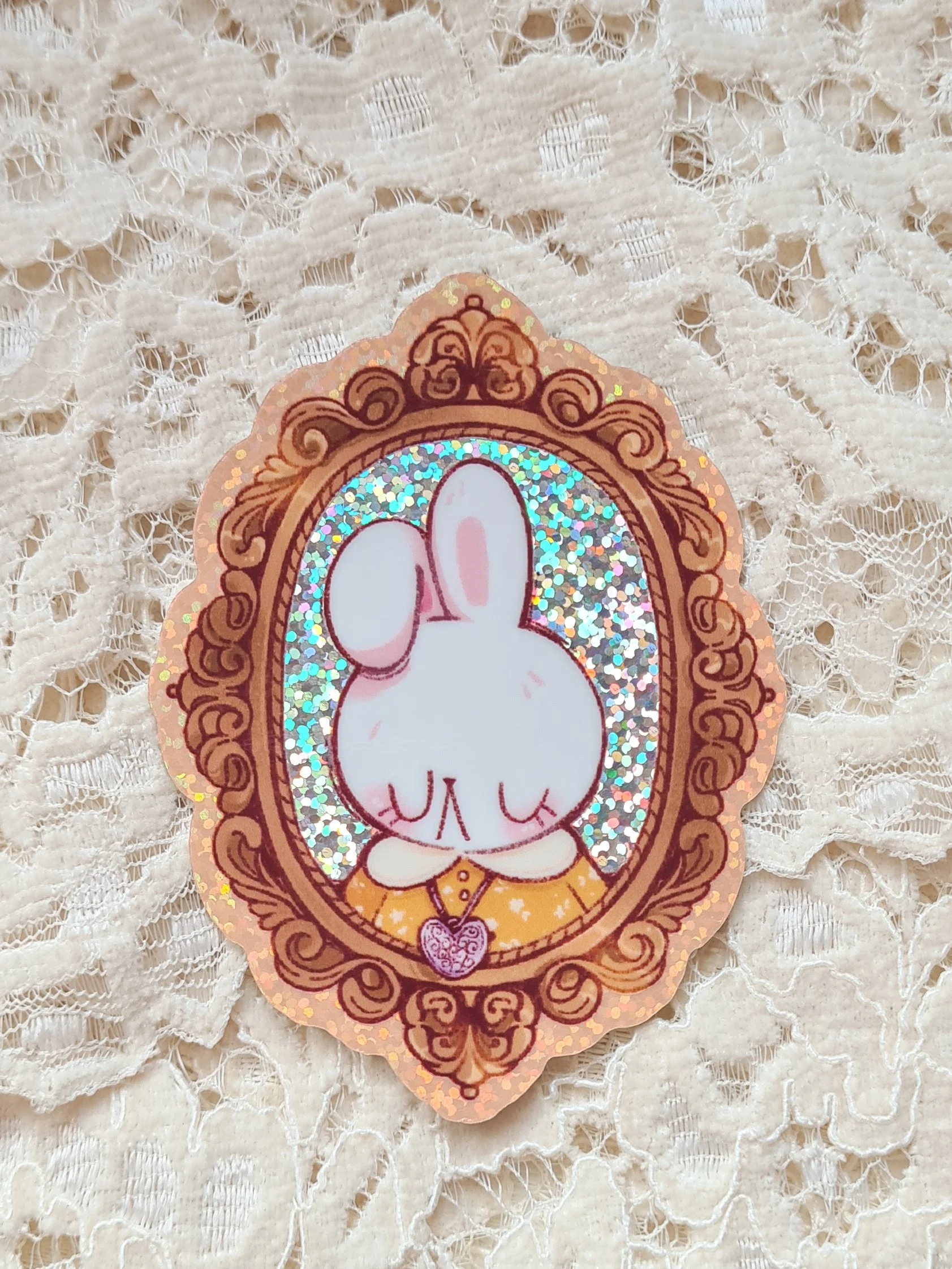 Bunny Mirror Glitter Vinyl Sticker