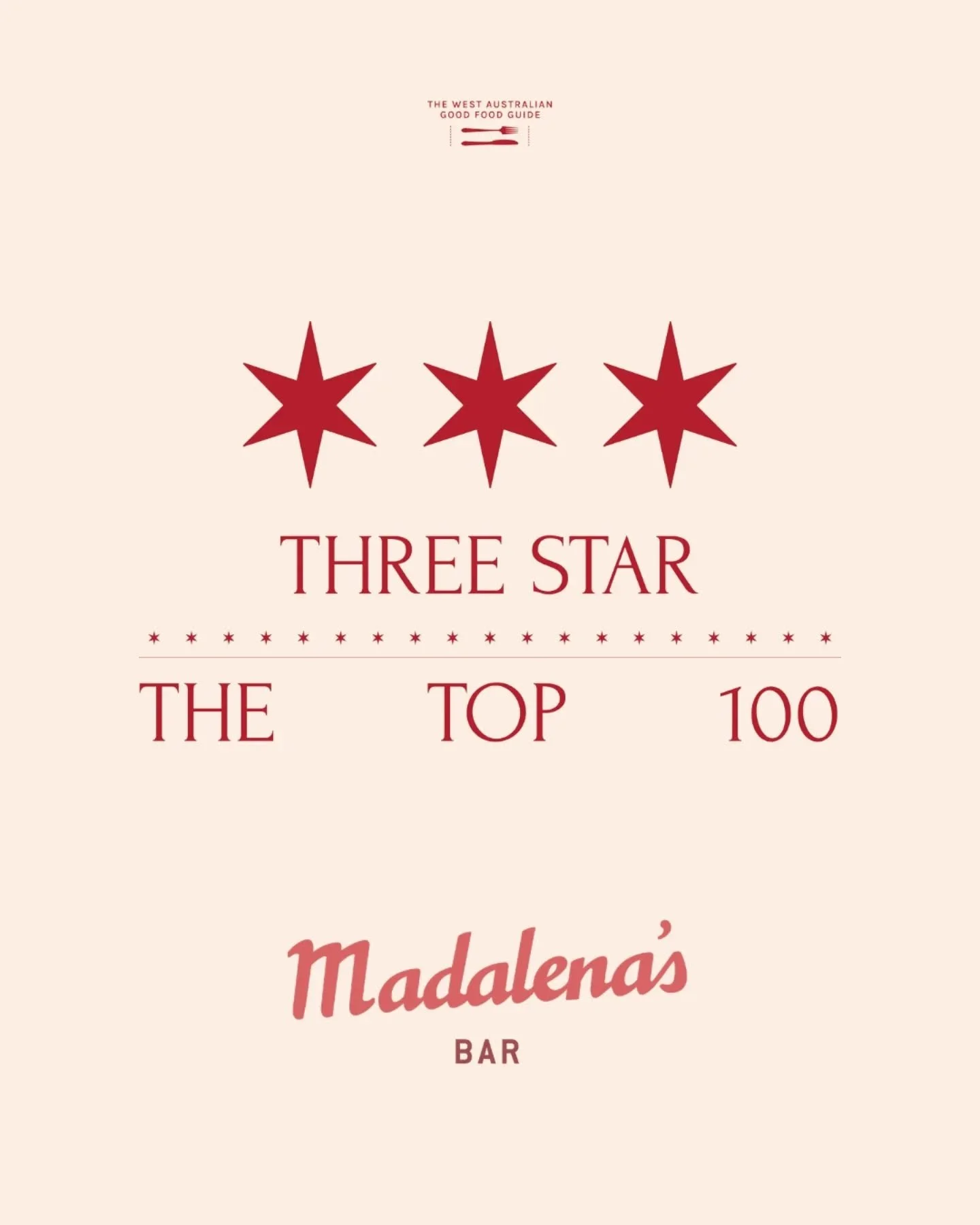3 stars. 3 stars! 🌟🌟🌟

Huge news ✨🍾 After years of pushing, we&rsquo;ve officially been awarded three stars in this week&rsquo;s WA Good Food Guide awards.

​This one belongs to our incredible team, who bring the energy every single shift, and ou