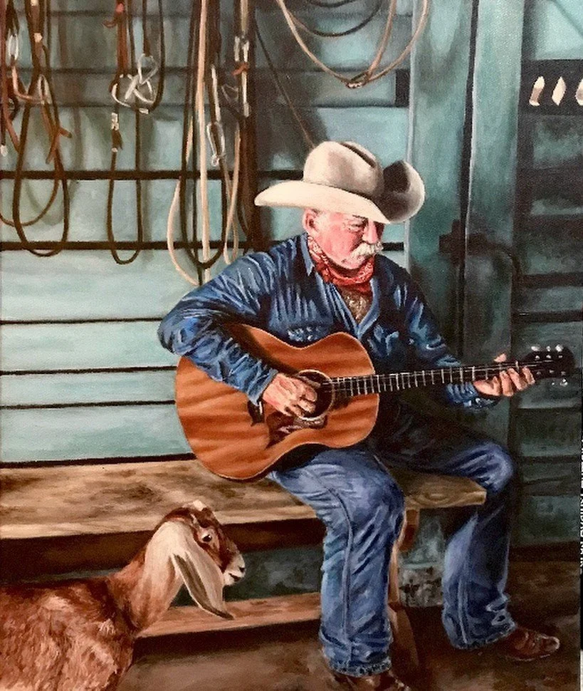 Song at Sunrise (2017). Acrylic on canvas. Received the Gold Medal award at the district level. Displayed at the Hayloft Gallery in NRG and auctioned at the Houston Livestock Show & Rodeo School Art Competition in 2017.