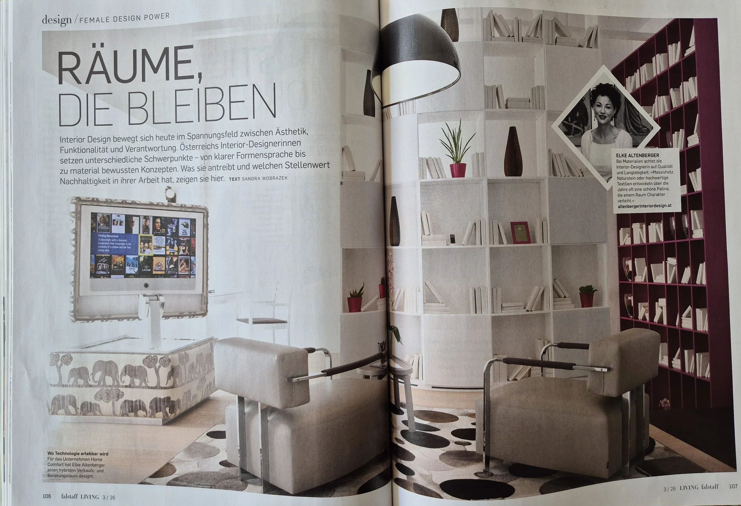 Falstaff LIVING 3/2026 – Editorial „Female Design Power – Räume, die bleiben“ mit Elke Altenberger Interior Design