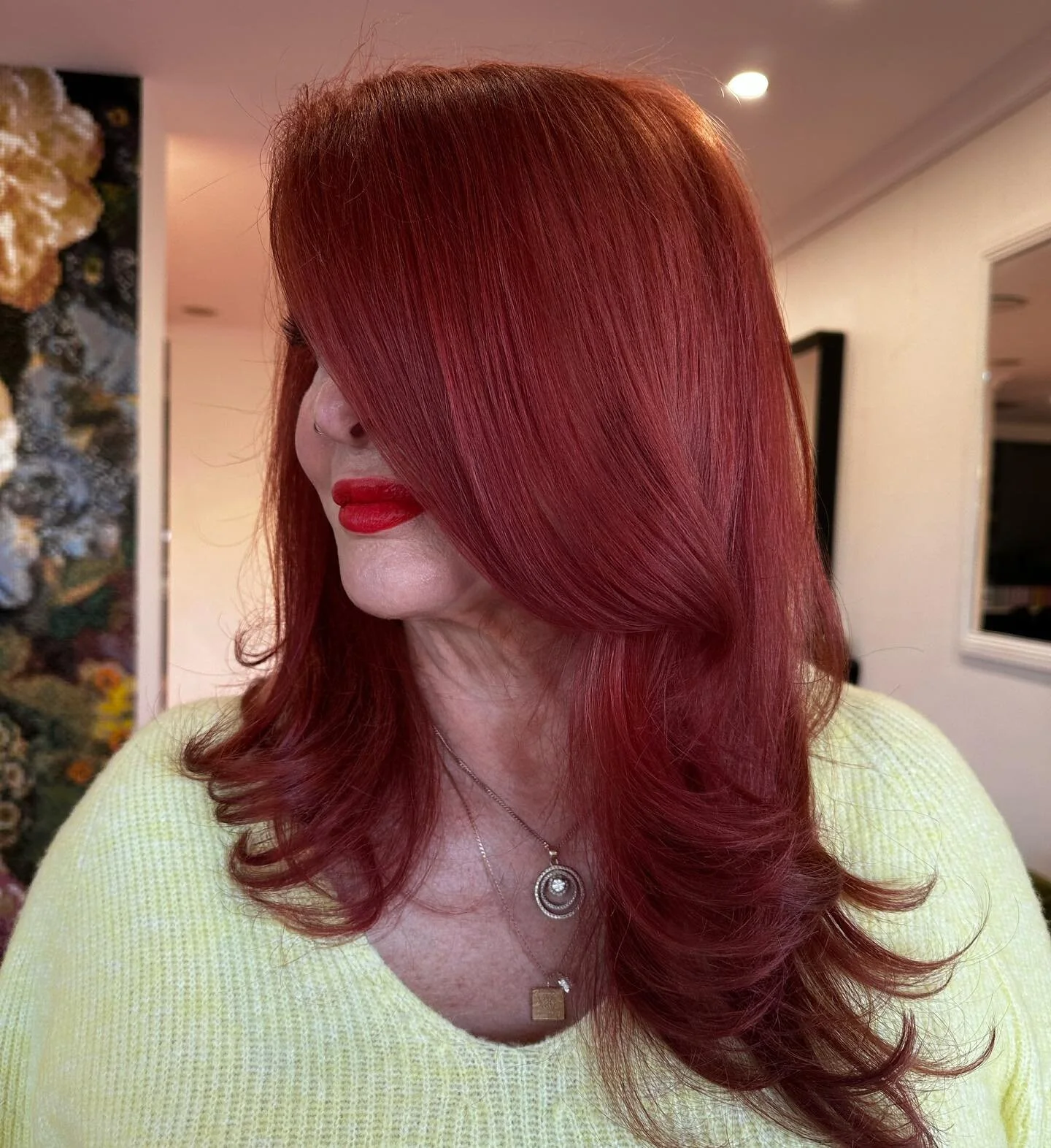 Feeling firey and fierce with this transformation 😮&zwj;💨😍
Swipe for the before on this transformation 👀

Colour @davinescolor 
Bonder @k18hair 
Styling @ghdhair