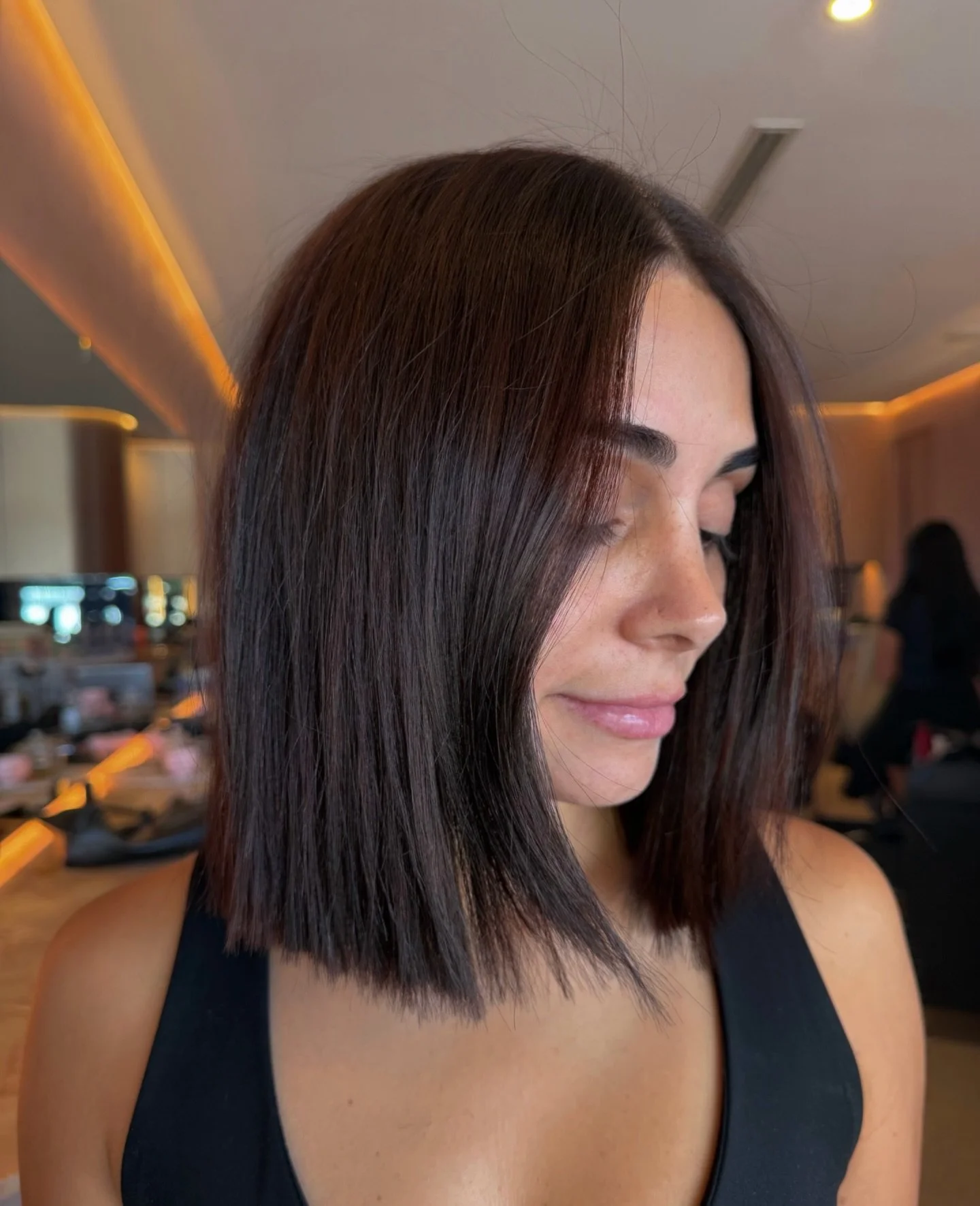 Black box dye to rich and chocolatey 🍫 
I call this one the &ldquo;6 day brunette&rdquo; 🥲

Lightened, Coloured &amp; Glosses using
@davines_australia