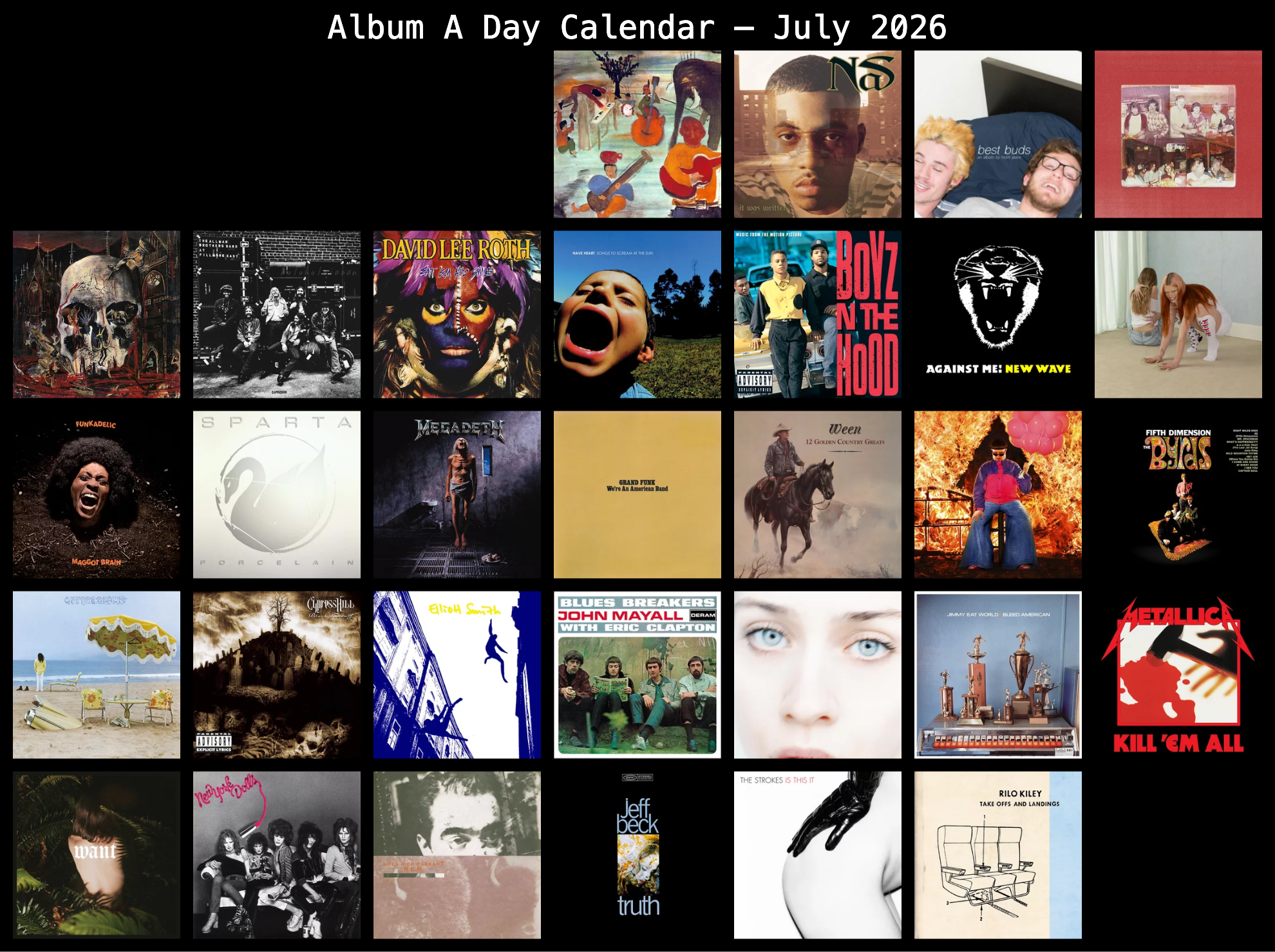 Album A Day Calendar – July 2026