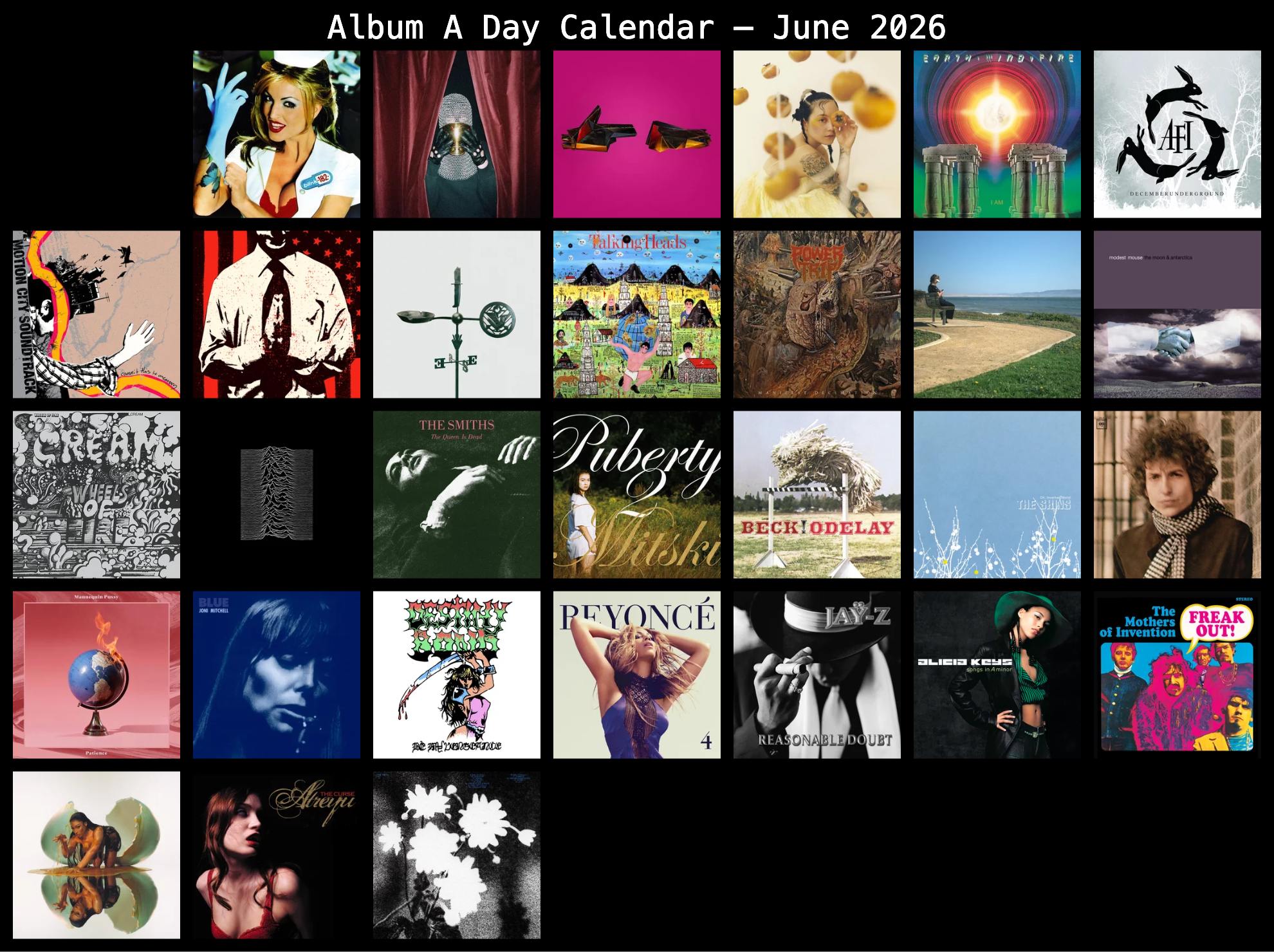 Album A Day Calendar – June 2026