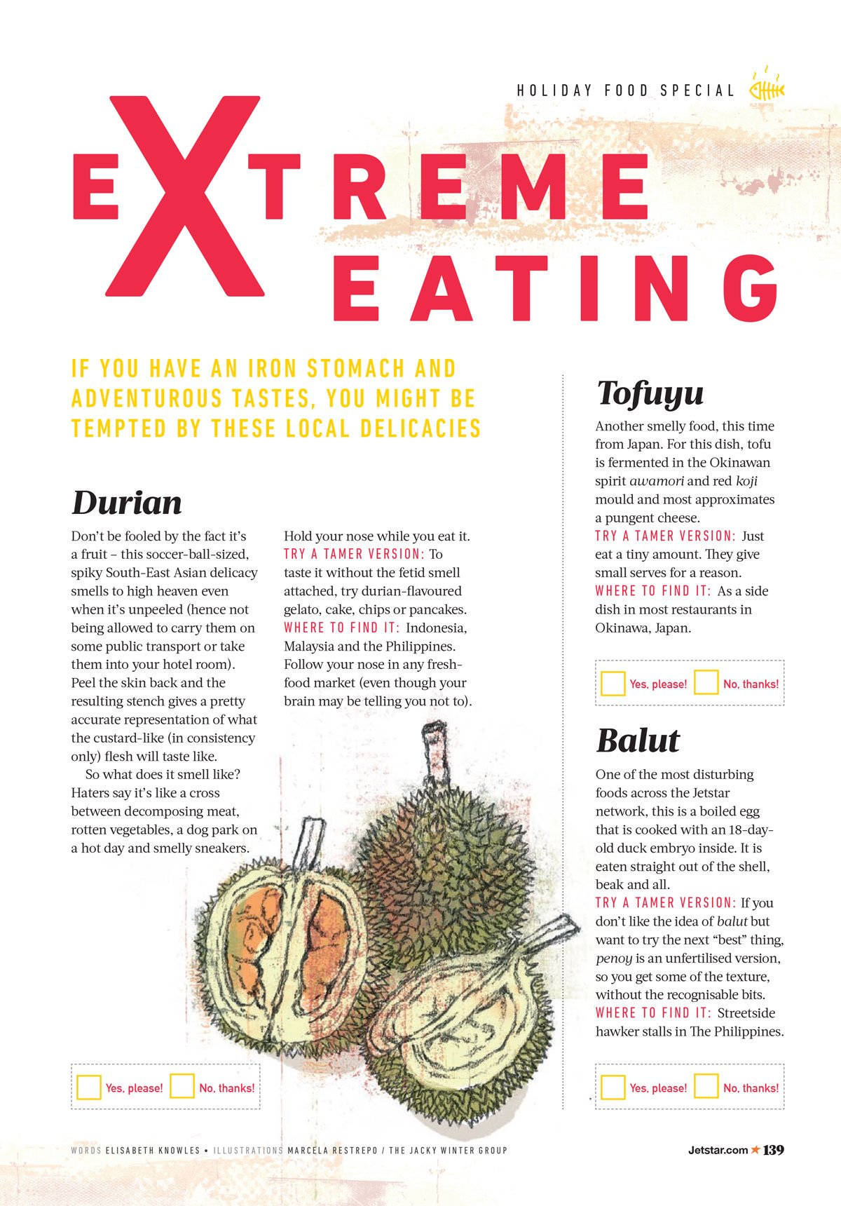 'Extreme Eating' illustration for Jetstar Magazine
