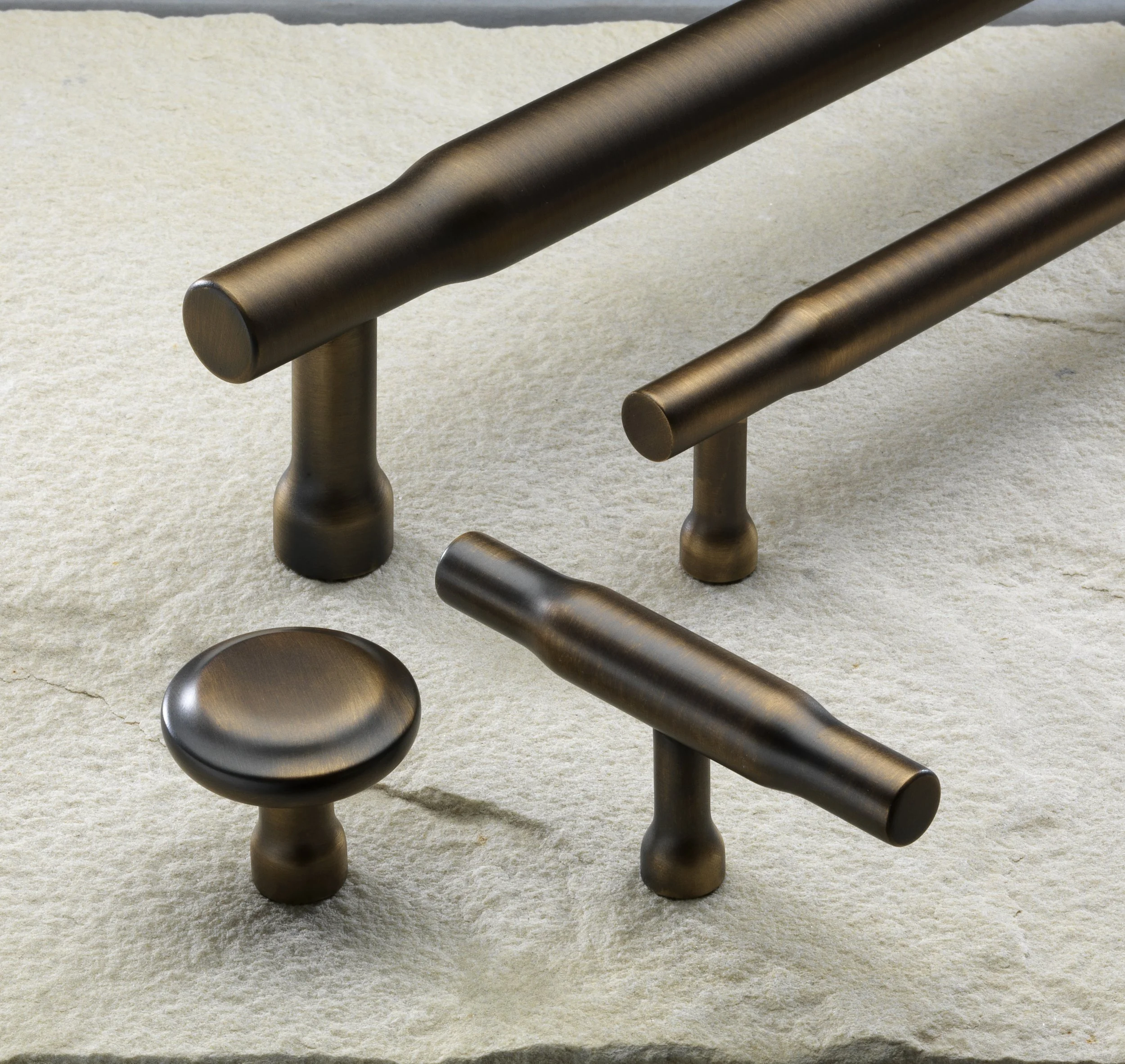  Bowland handle family in Brushed Bronze finish with new T-Bar 