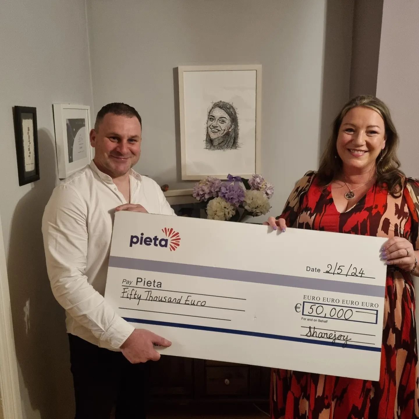 Exciting getting to acknowledge reaching the magic &euro;50,000 raised for @pieta.house . Thats 50 individuals helped through counselling . Proud moment. 💜 Lots more to do. If you want to help or donate, we'd love to hear from you. 

#suicideprevent