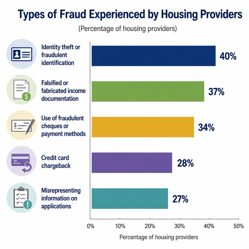 Diagram to show the types of fraud being experienced by housing providers.