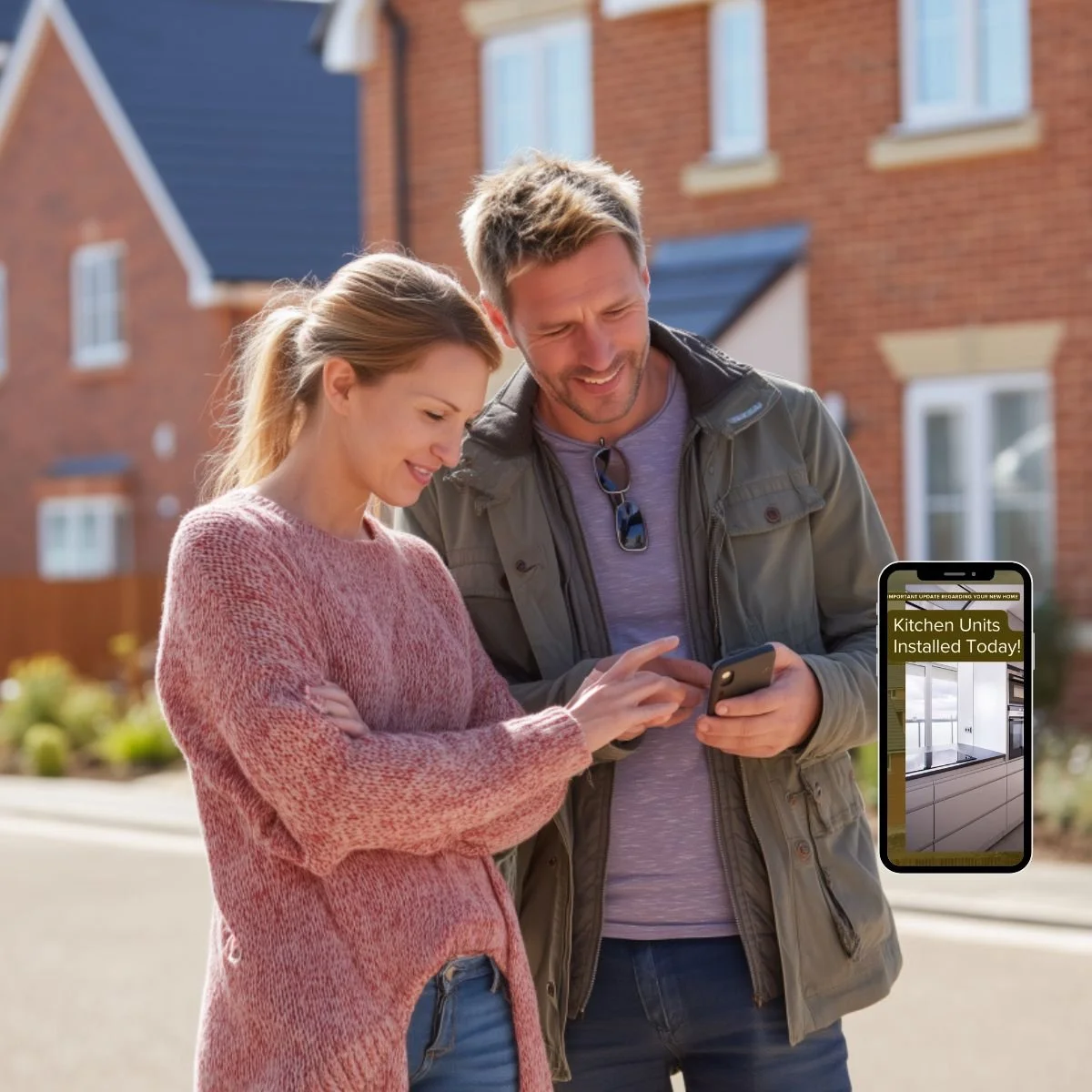 Homebuyers receiving build progress updates on their phone to show how today's homebuyers are digitally empowered.