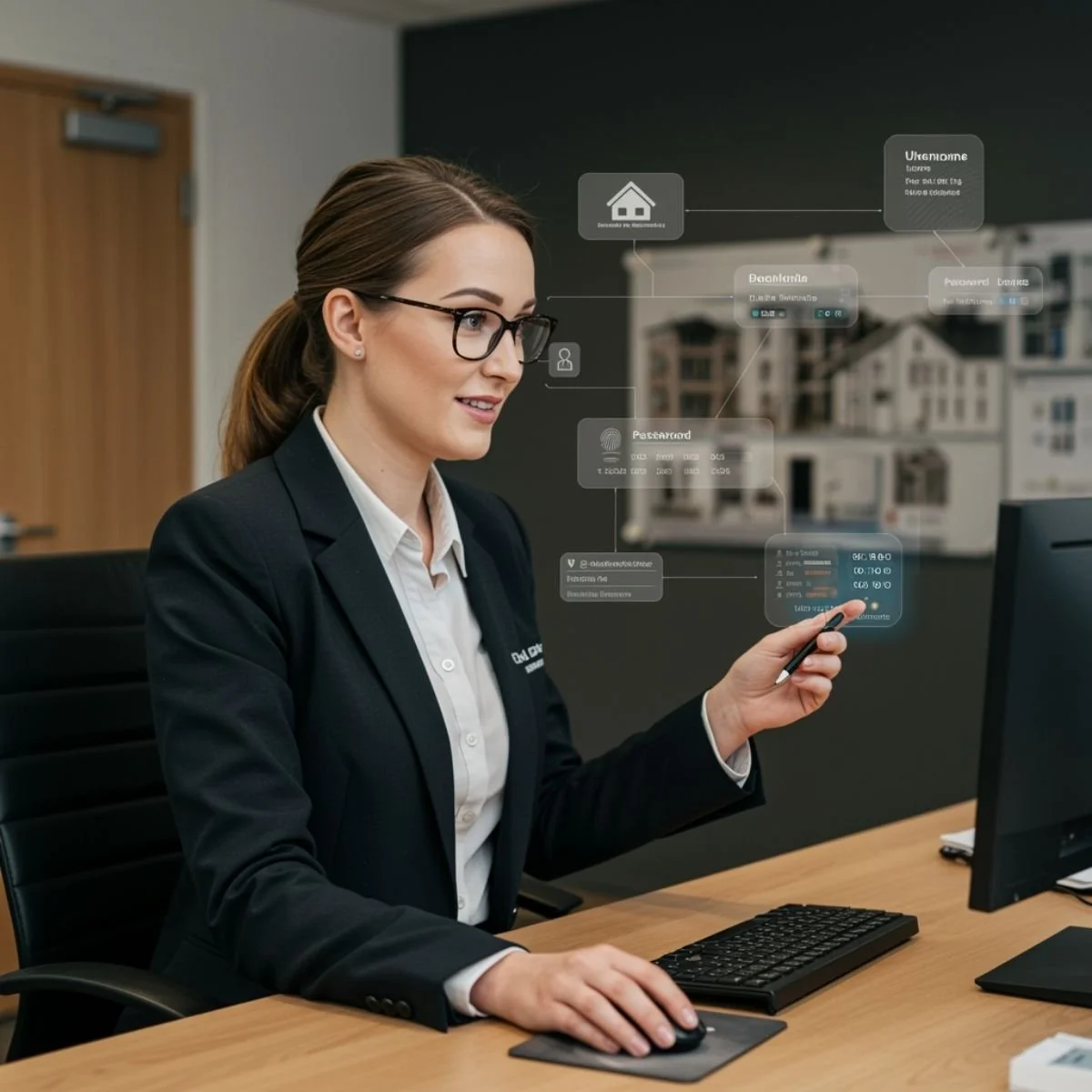 New build home sales representative completing numerous verification checks before able to access the company's server.