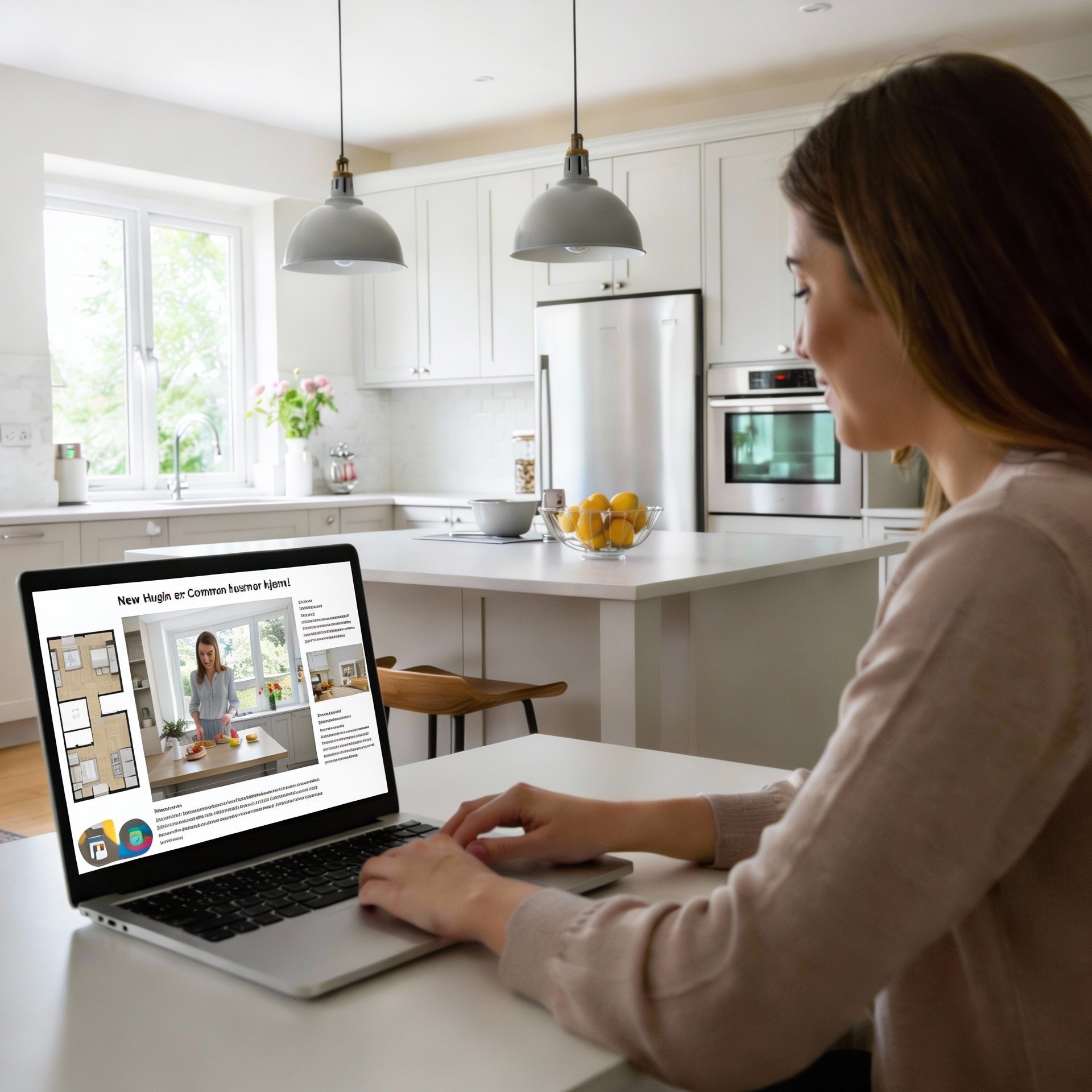 Woman reviewing new home for purchase online with personalised marketing tactics and personalisation.