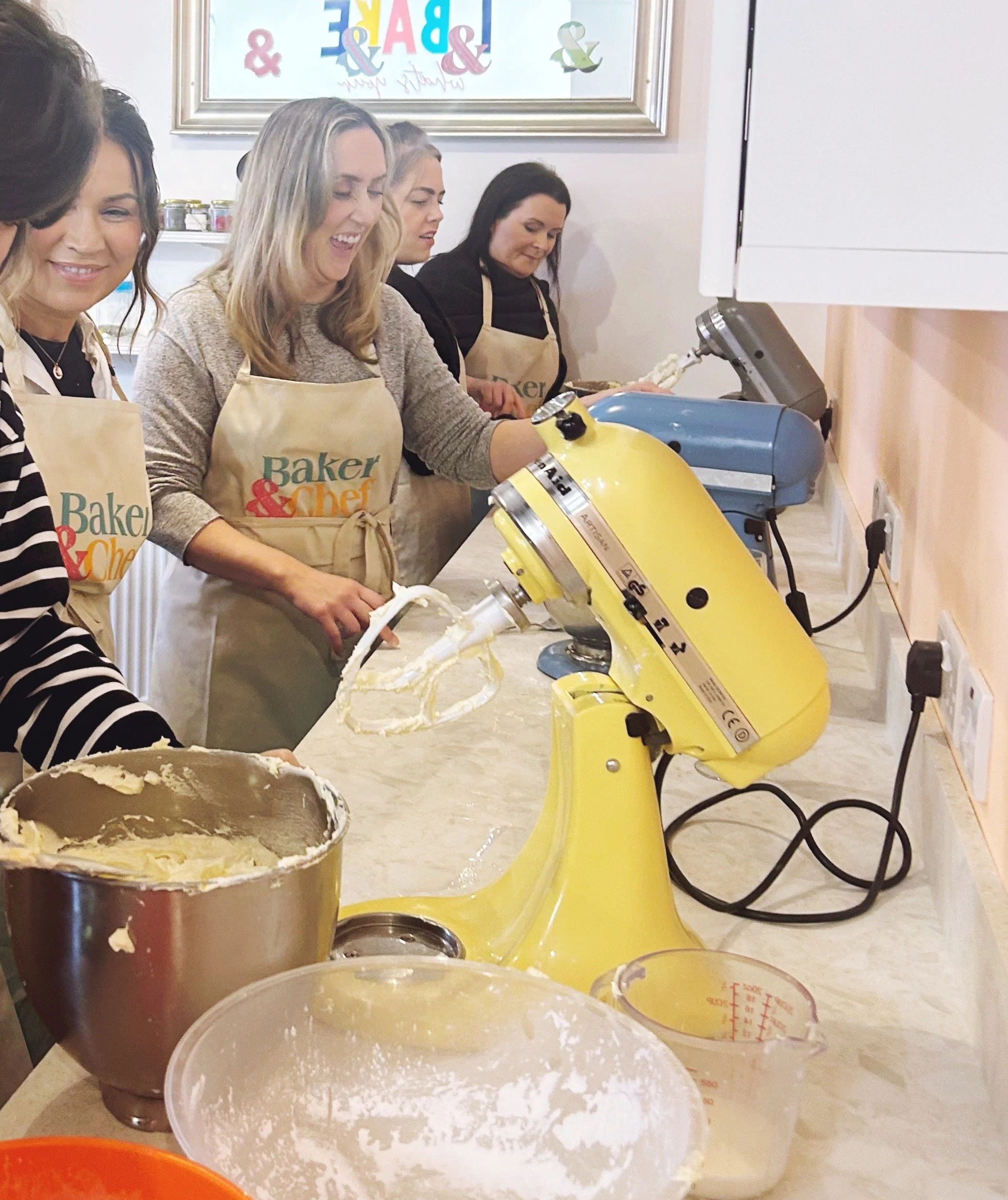 girls at baking and decorating class