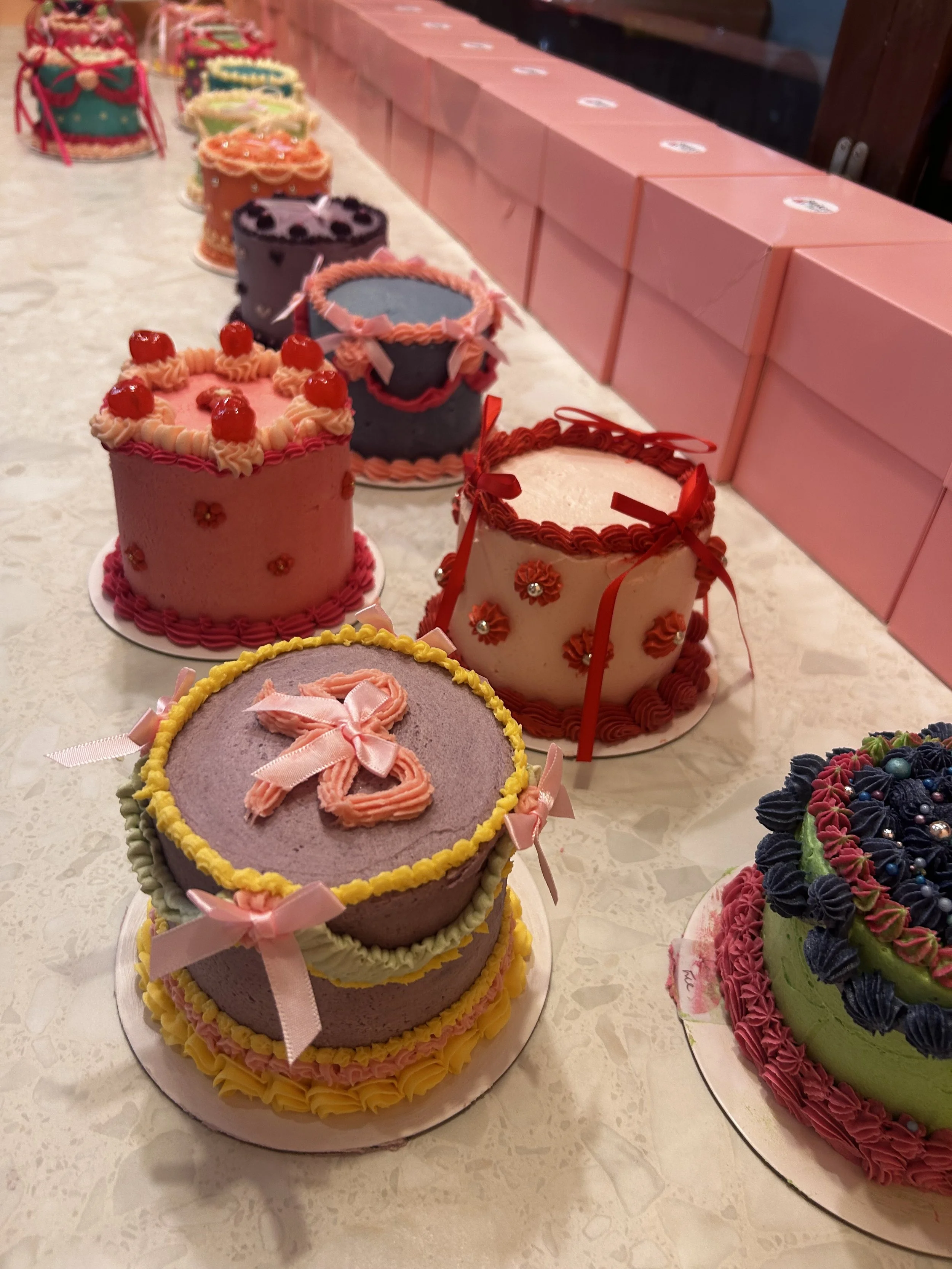 Selection of colourful bento cake class