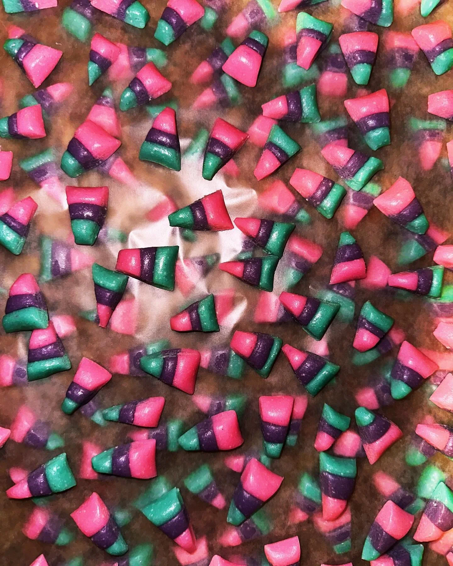 This is what &ldquo;Q1 planning&rdquo; looks like to candy makers! Unicandycorn (strawberry vanilla candy corn but make it 🦄); orange soda fizzy hard candy; and dark chocolate covered toffee. 2024, we are getting ready for you!