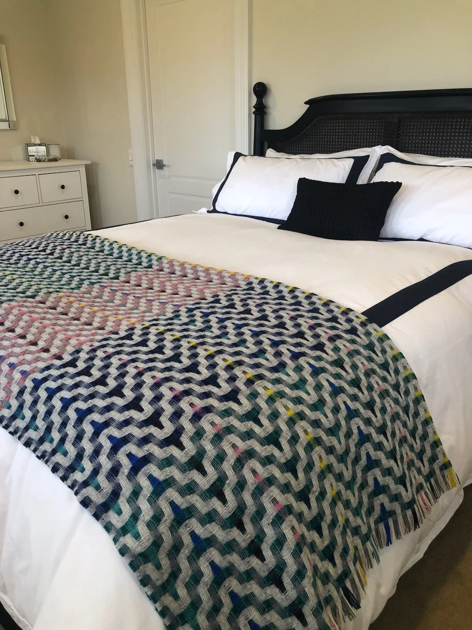 Peacock Throw on Bed