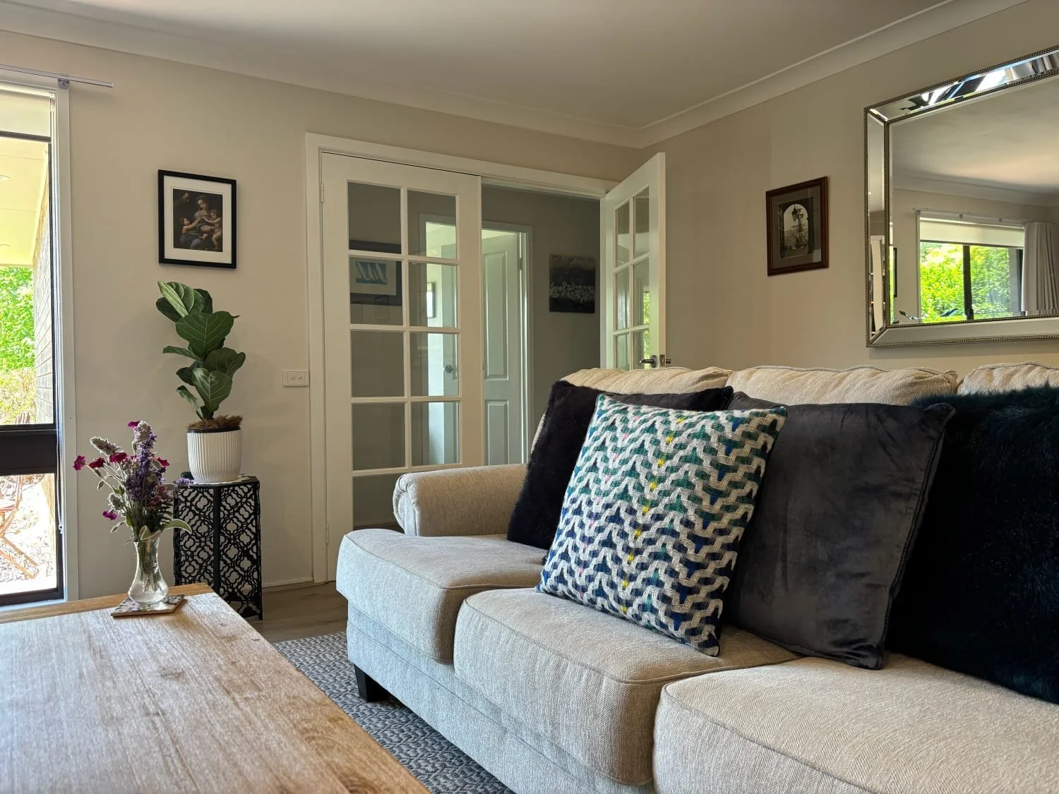 Greenwich Peacock Cushion Jade & Indigo 45 x 45 cm