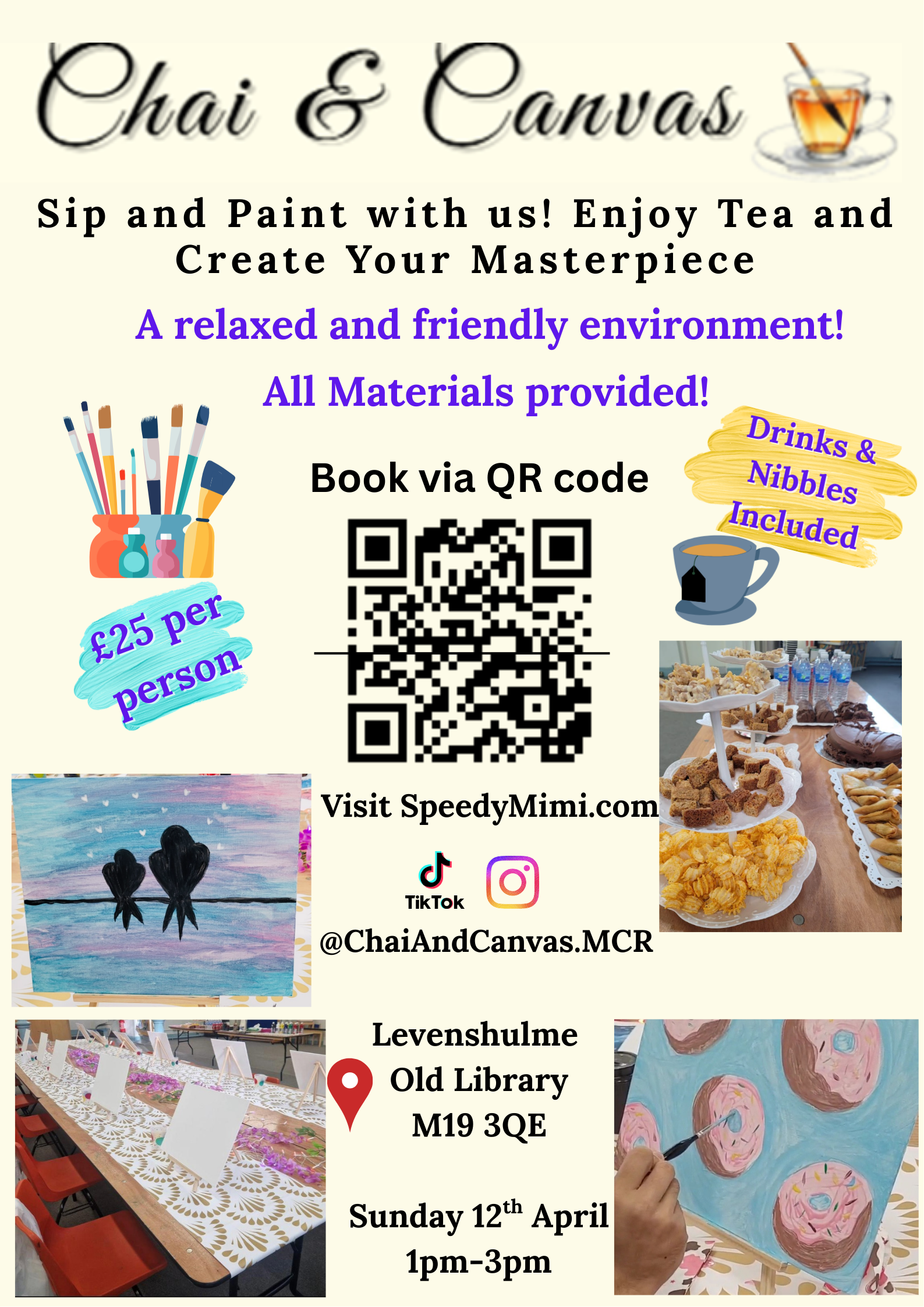 Chai and Canvas - Sip and Paint! 12th April 2026. 1pm-3pm.