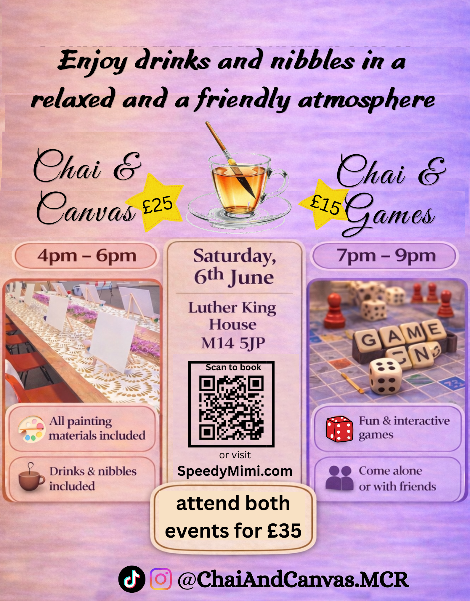 Chai & Canvas/Chai & Games. Two events  - One fun filled day!