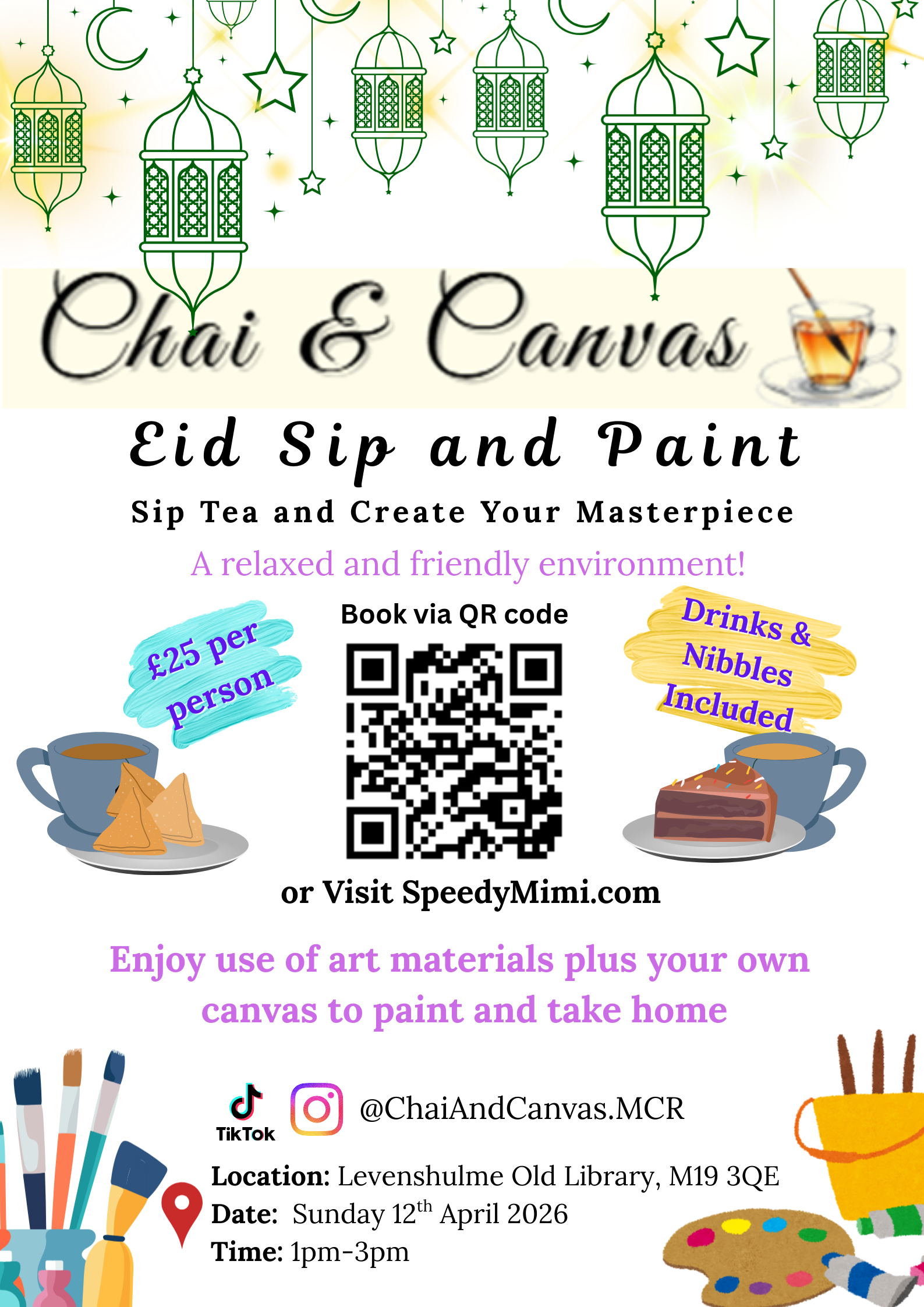 Chai and Canvas - Eid Sip and Paint! 12th April 2026. 1pm-3pm.