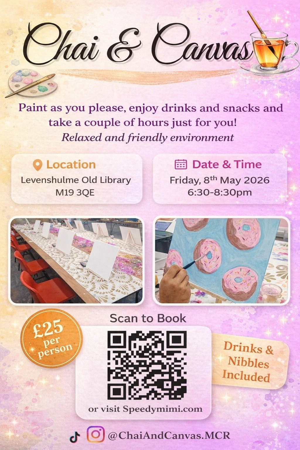 Chai and Canvas - Sip and Paint! Friday 8th May. 18.30-20.30