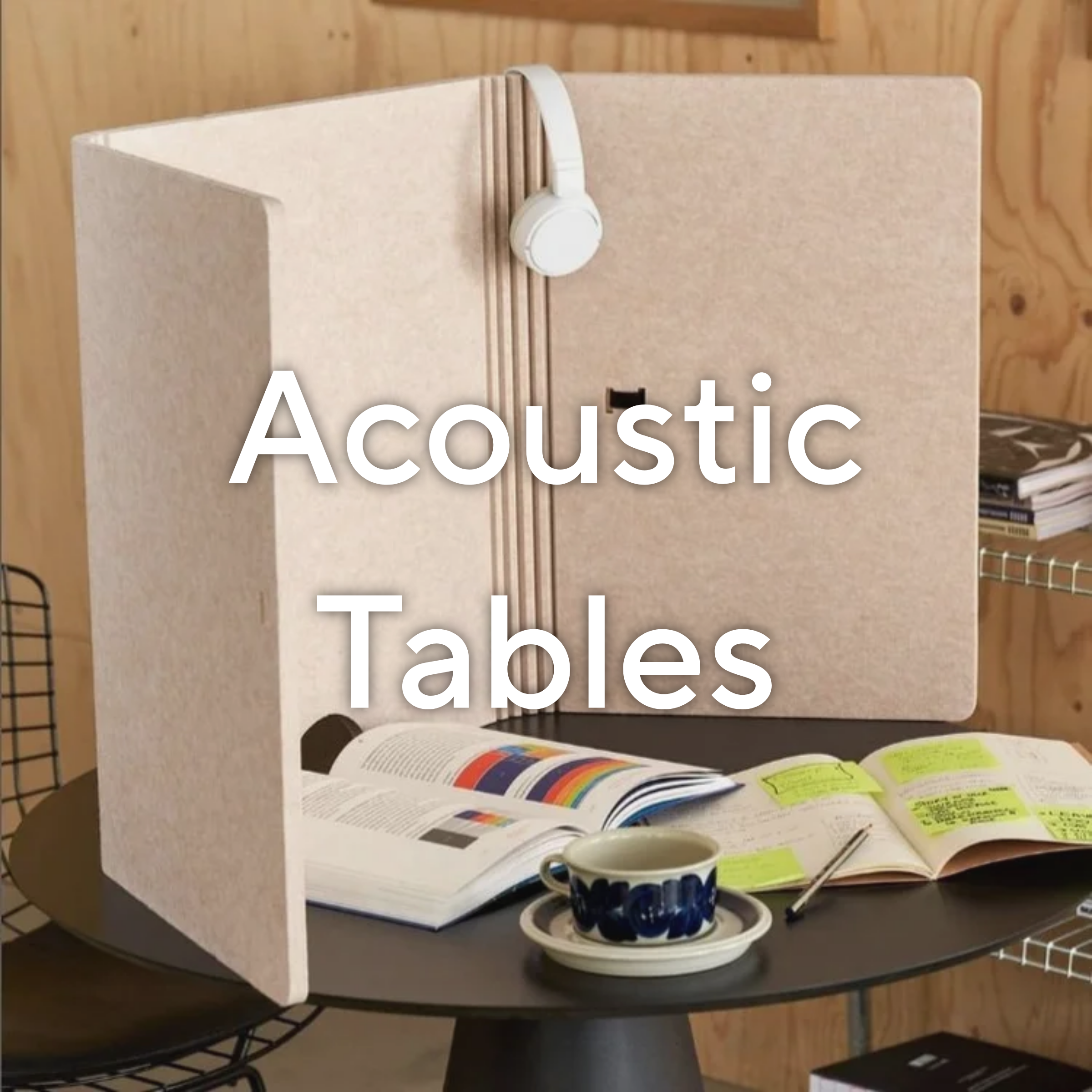 Acoustic desk screens designed for hybrid work—available in portable or fixed options for flexible sound control.