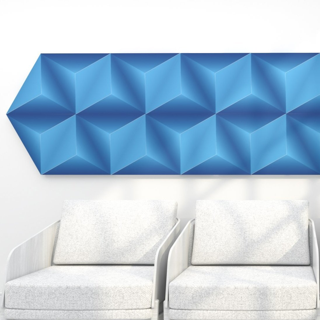 HEDRA THREE SUPER SOUND ABSORBER two colour trompe lieu acoustic wall panels by acou.space