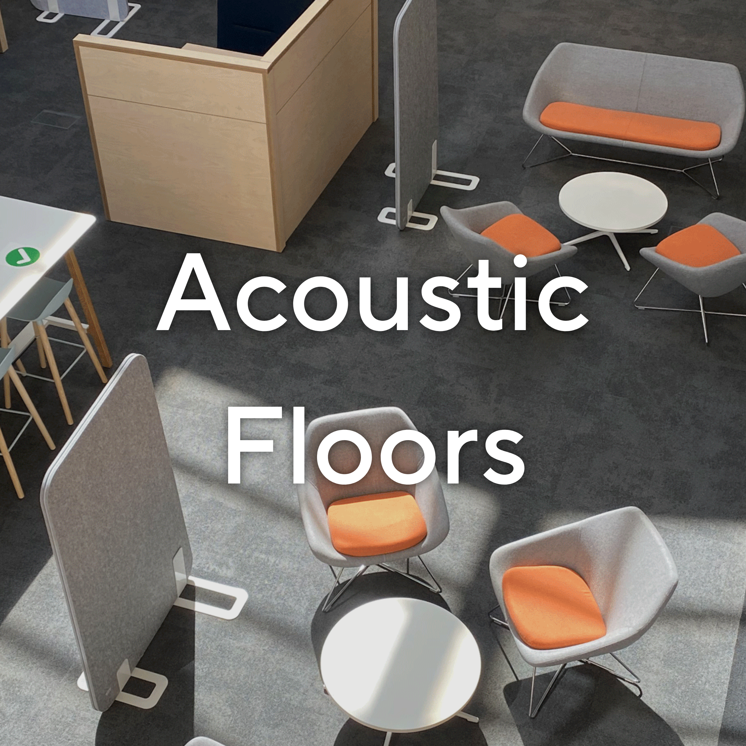 Acoustic flooring systems that minimise impact noise while maintaining open plan movement.