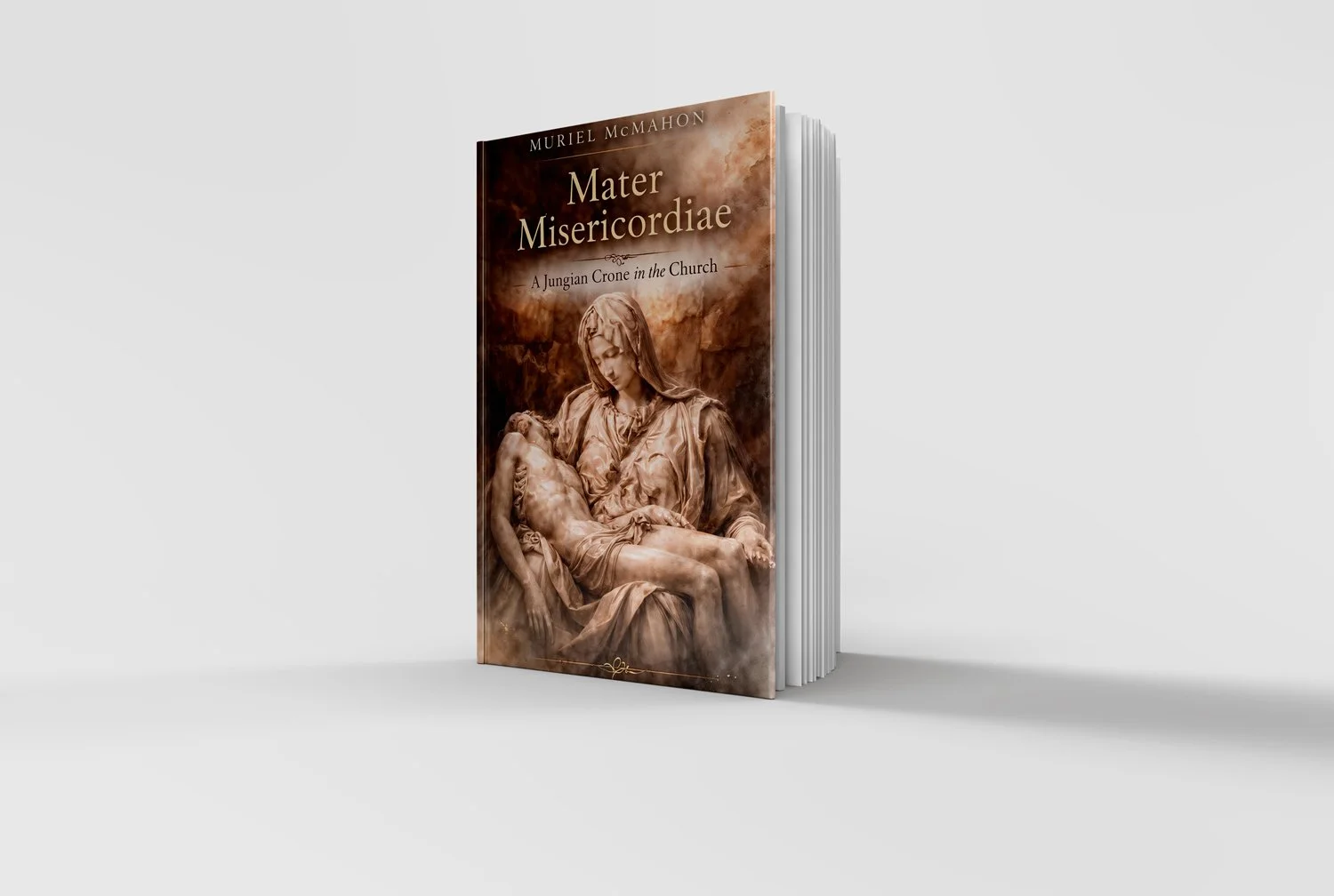 Mater Misericordiae book standing on a table.