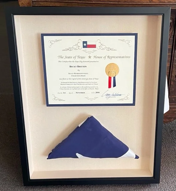 Certificate and Flag.JPG