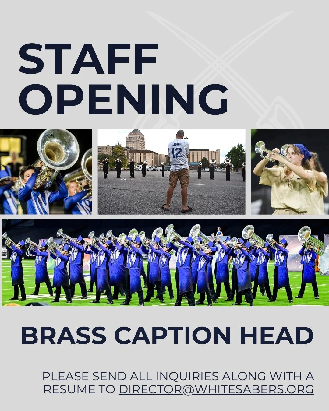 White Sabers Drum &amp; Bugle Corps is excited to announce an opening for Brass Caption Head for the upcoming 2026 season!

We&rsquo;re looking for a passionate, experienced educator and leader to join our team and help shape the next generation of p