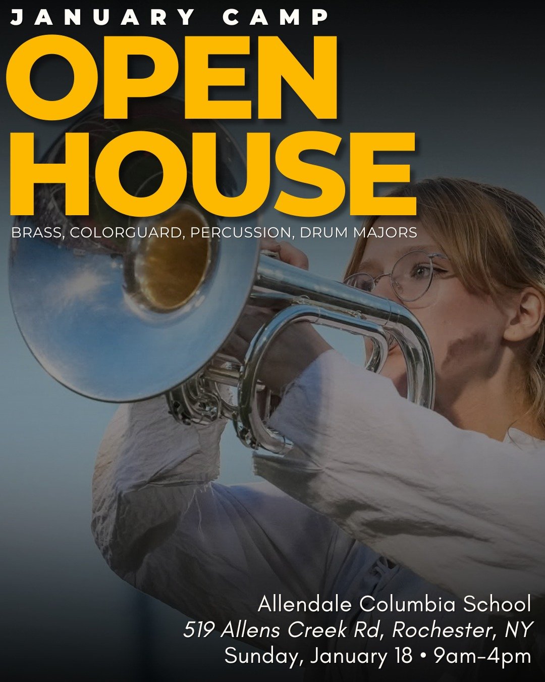 January Open House is just over 3 weeks away! Join White Sabers this season! Auditions are still available in every section, so take the leap January 18th.

At this rehearsal, we'll have:
&bull; Drum Major Auditions Begin
&bull; Woodwind Callbacks
&b