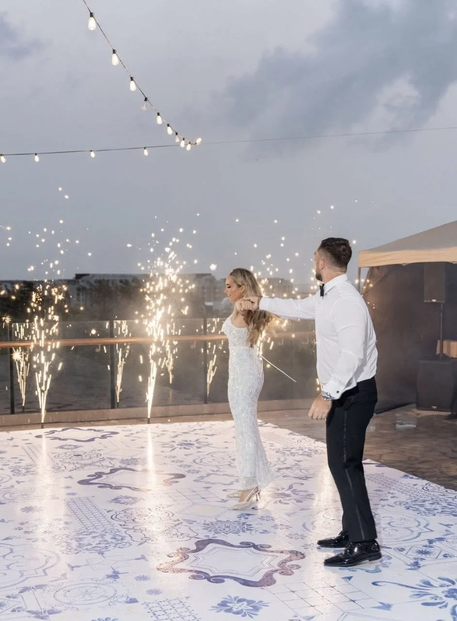 Couple at Atelier Playa Mujeres destination wedding ceremony Costa Mujeres Mexico