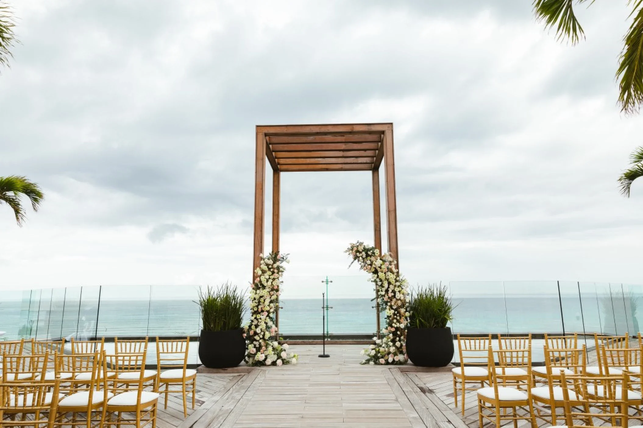 Sky Rooftop Wedding Gazebo at Secrets Moxché Playa del Carmen with panoramic ocean views, sky gazebo destination wedding
