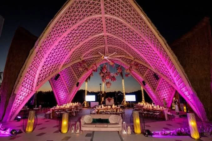 Tierra Luna garden wedding venue at Garza Blanca Cancun with lush greenery and architectural ceremony structure