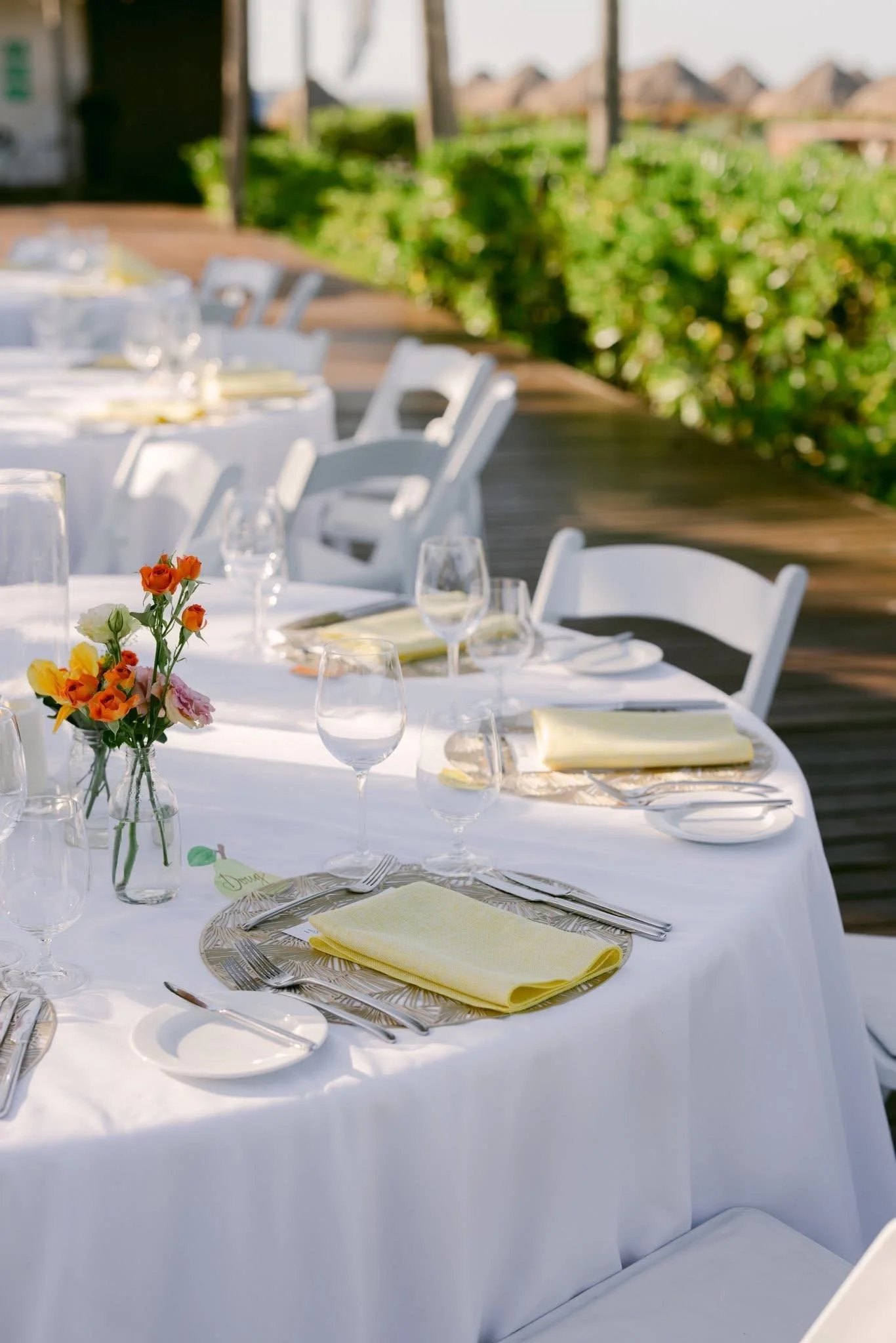 Farewell brunch poolside setup at all-inclusive resort destination wedding Mexico